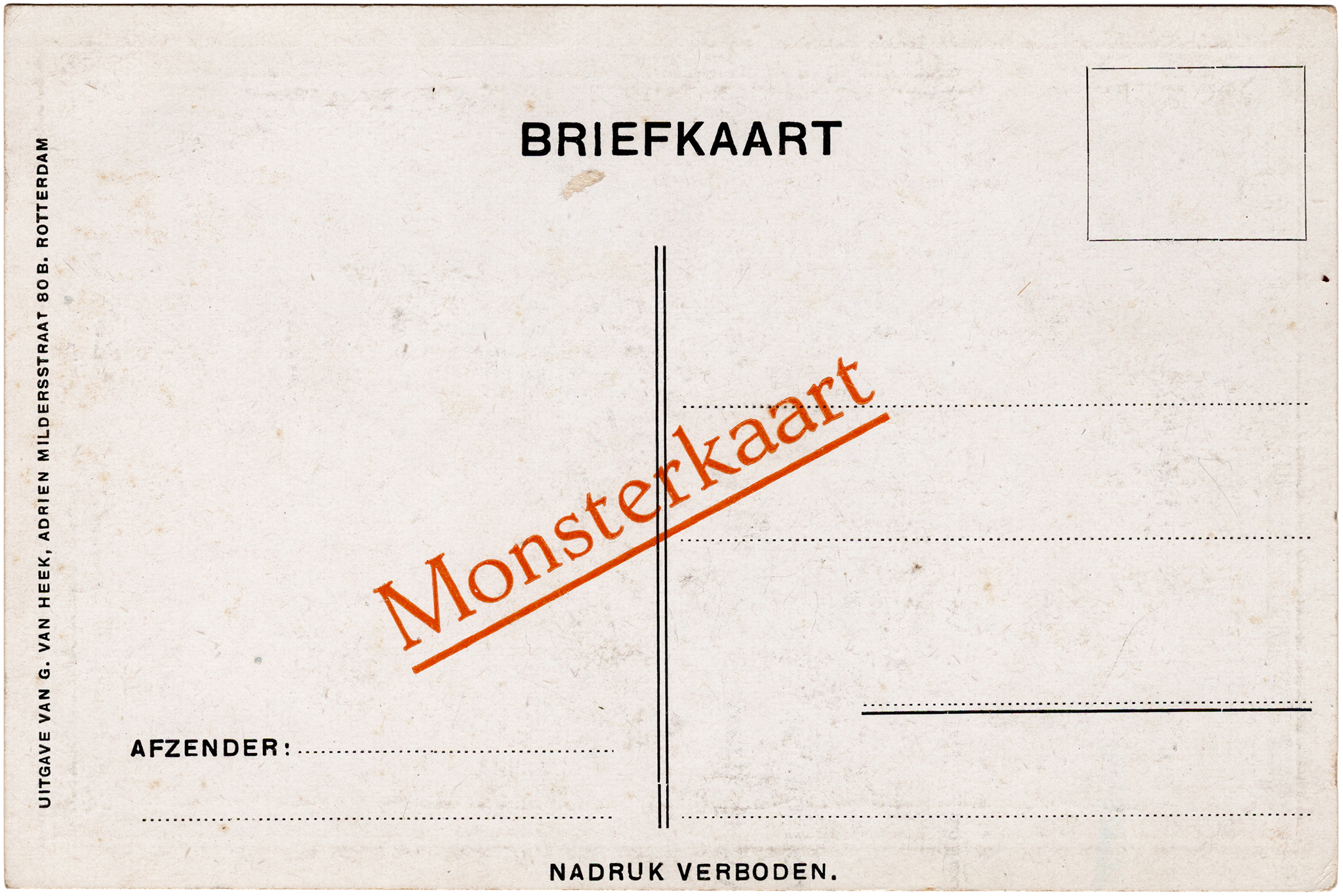 Achterzijde Ansichtkaart 1926 met portretten van Wilhelmina, Hendrik en Juliana boven zeilschip, sierlijst met heraldiek, gesigneerd J. Kwak.