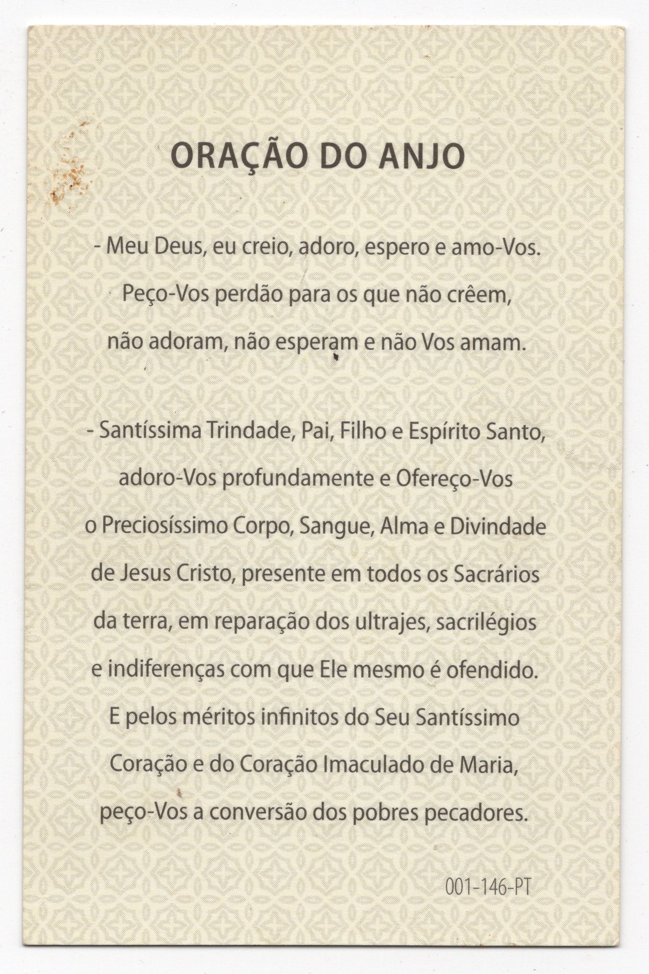 Portugees devotiekaartje Nossa Senhora de Fátima met juwelen kroon, achterzijde
