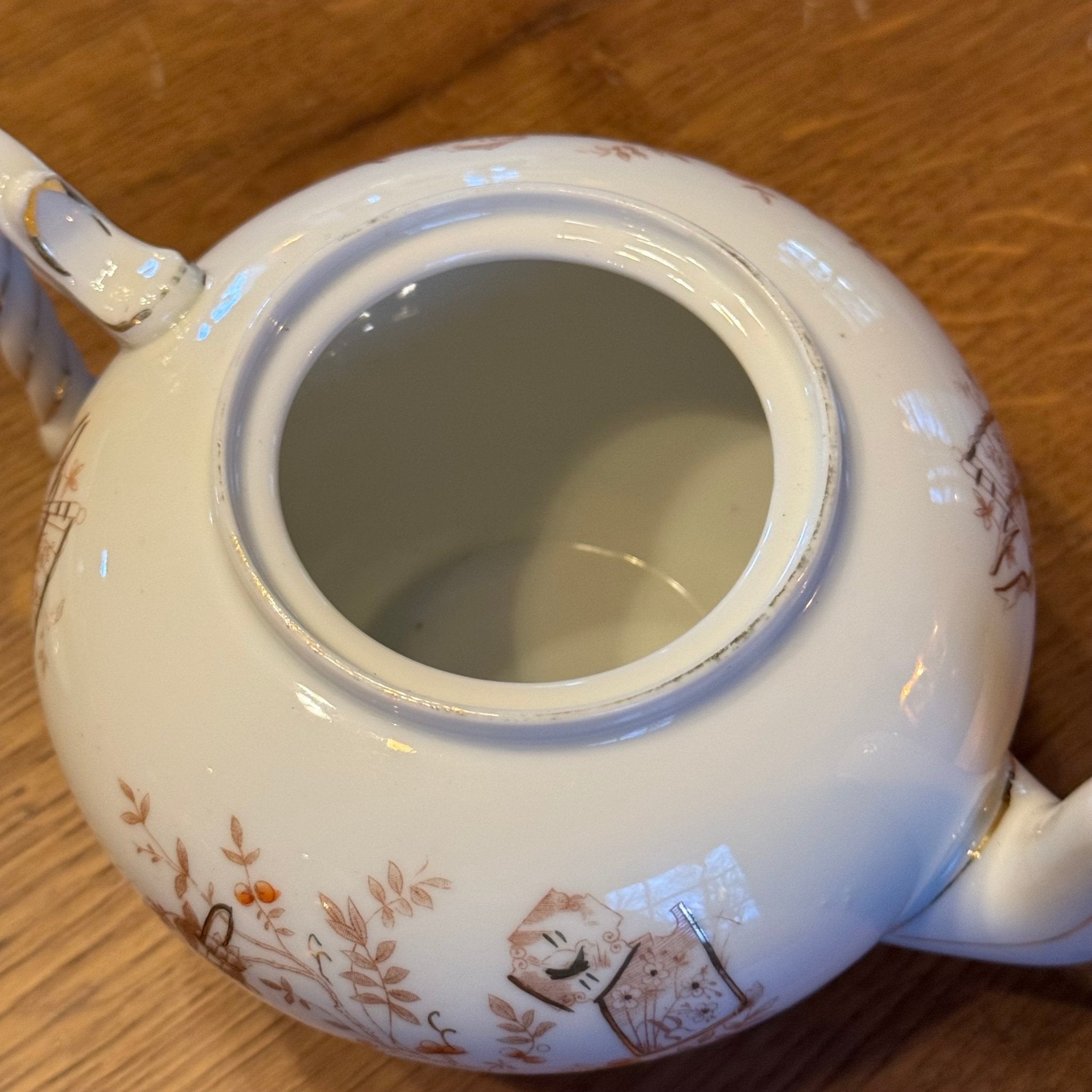 Antiek 4 - delig porseleinen theeservies met roodbruine Japanse motieven – ca. 1900–1930 - The Collectionist