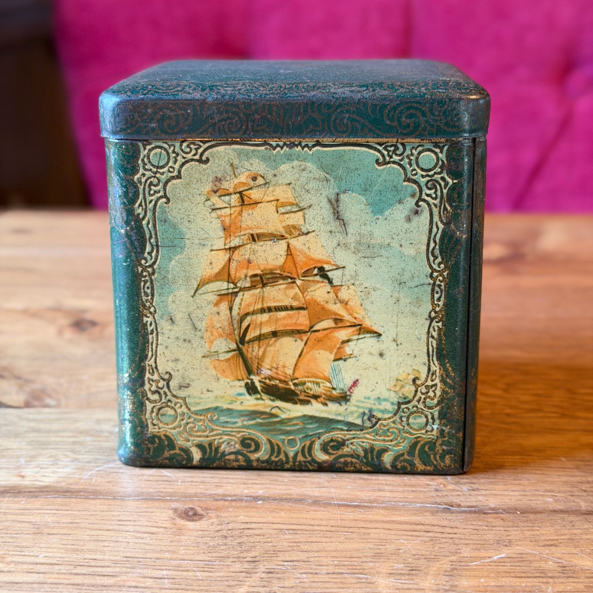 Antieke Van Melle’s Toffees Blikken Trommel – Art Deco Bloemmotief – Vintage Decoratie - The Collectionist