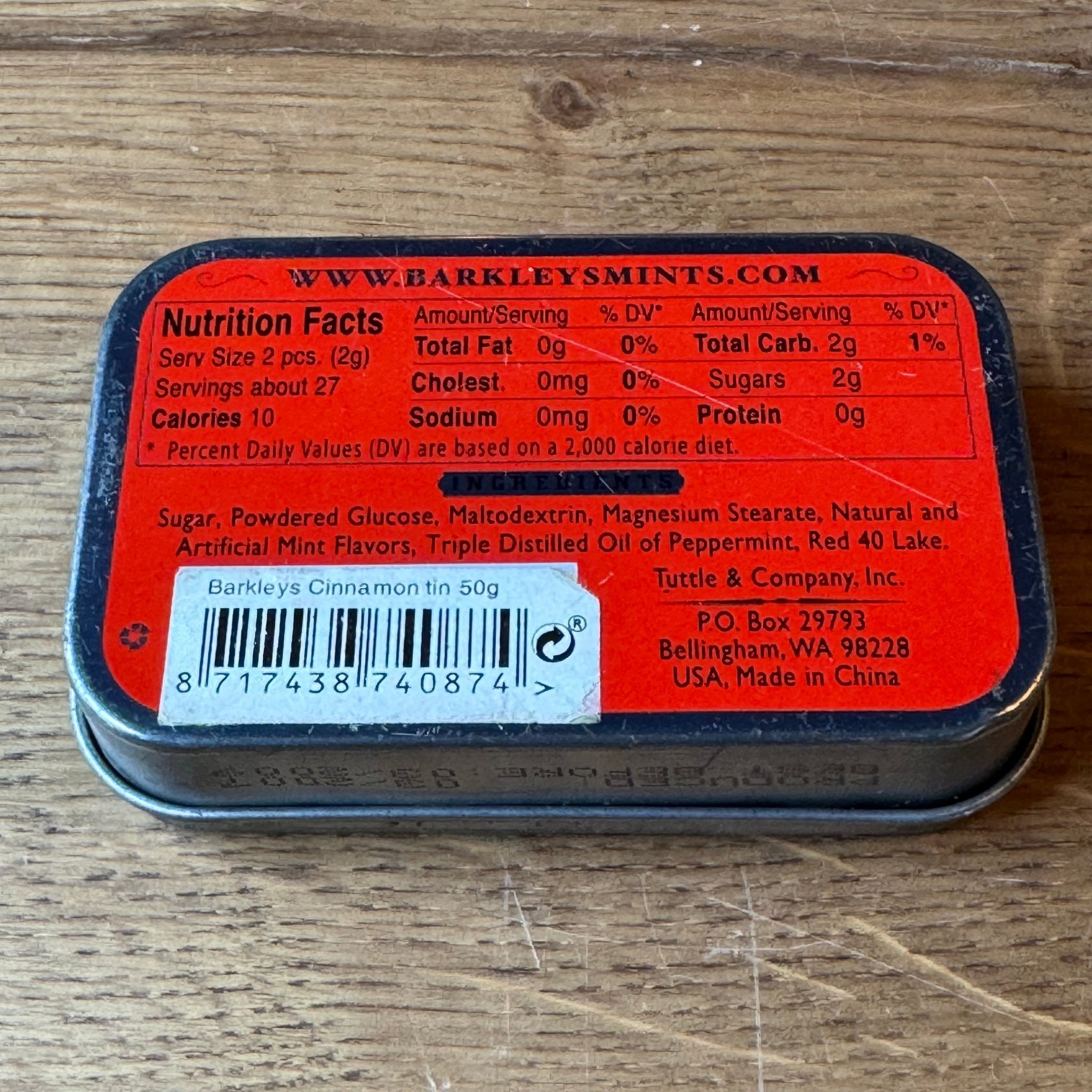 Barkleys Cinnamon Pepermuntblikje – Rood Metalen Mini Tin - The Collectionist
