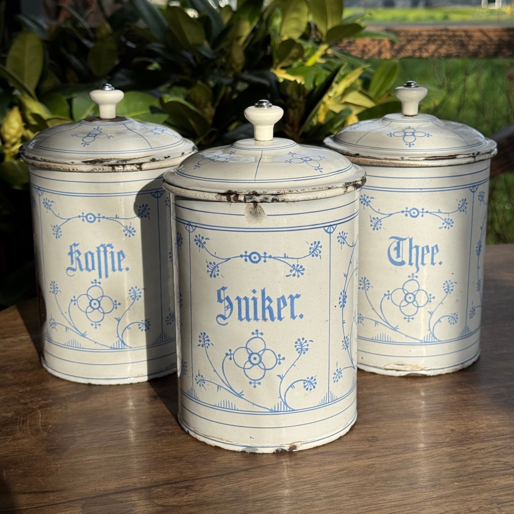 Emaille Koffie Thee en Suiker Bussen - The Collectionist