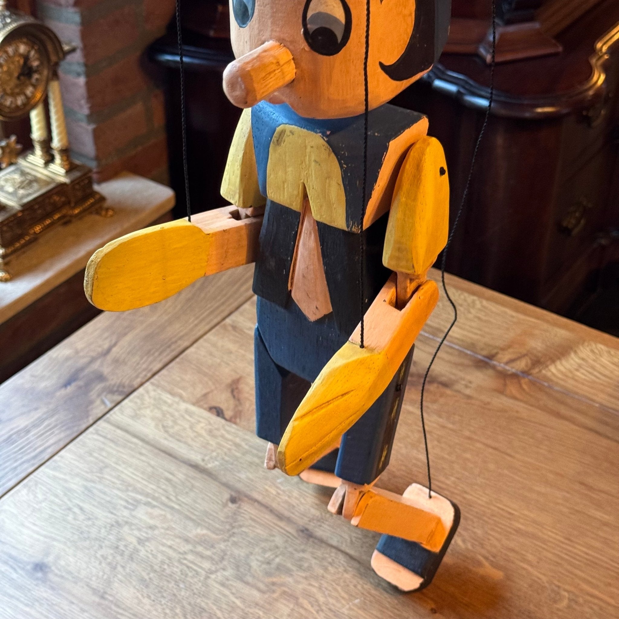 Grote houten Pinokkio marionet – handbeschilderd – ca. 60 cm - The Collectionist