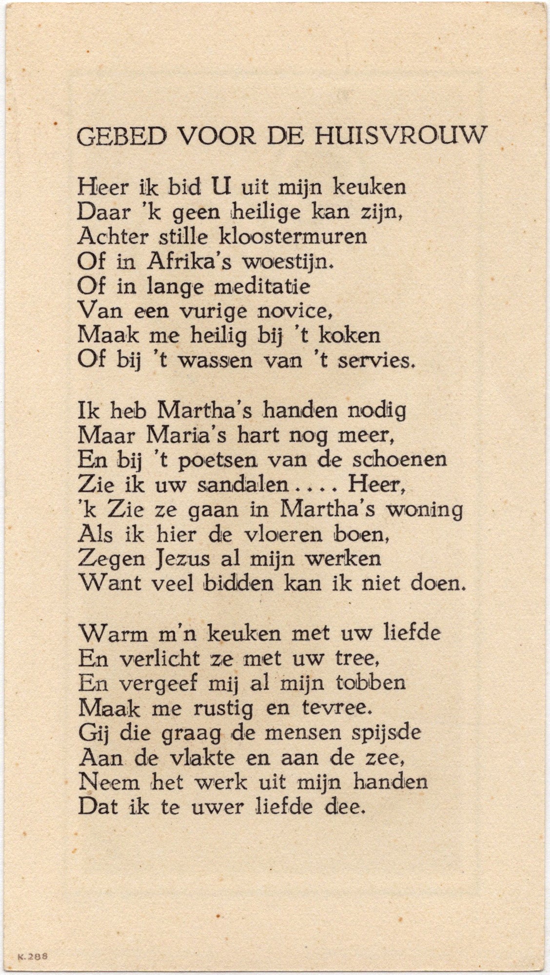Achterzijde Devotieprentje Sint-Antonius van Padua knielend met Christuskind, Kunst-Adelt Maastricht nr. 2711, gedrukt in Holland