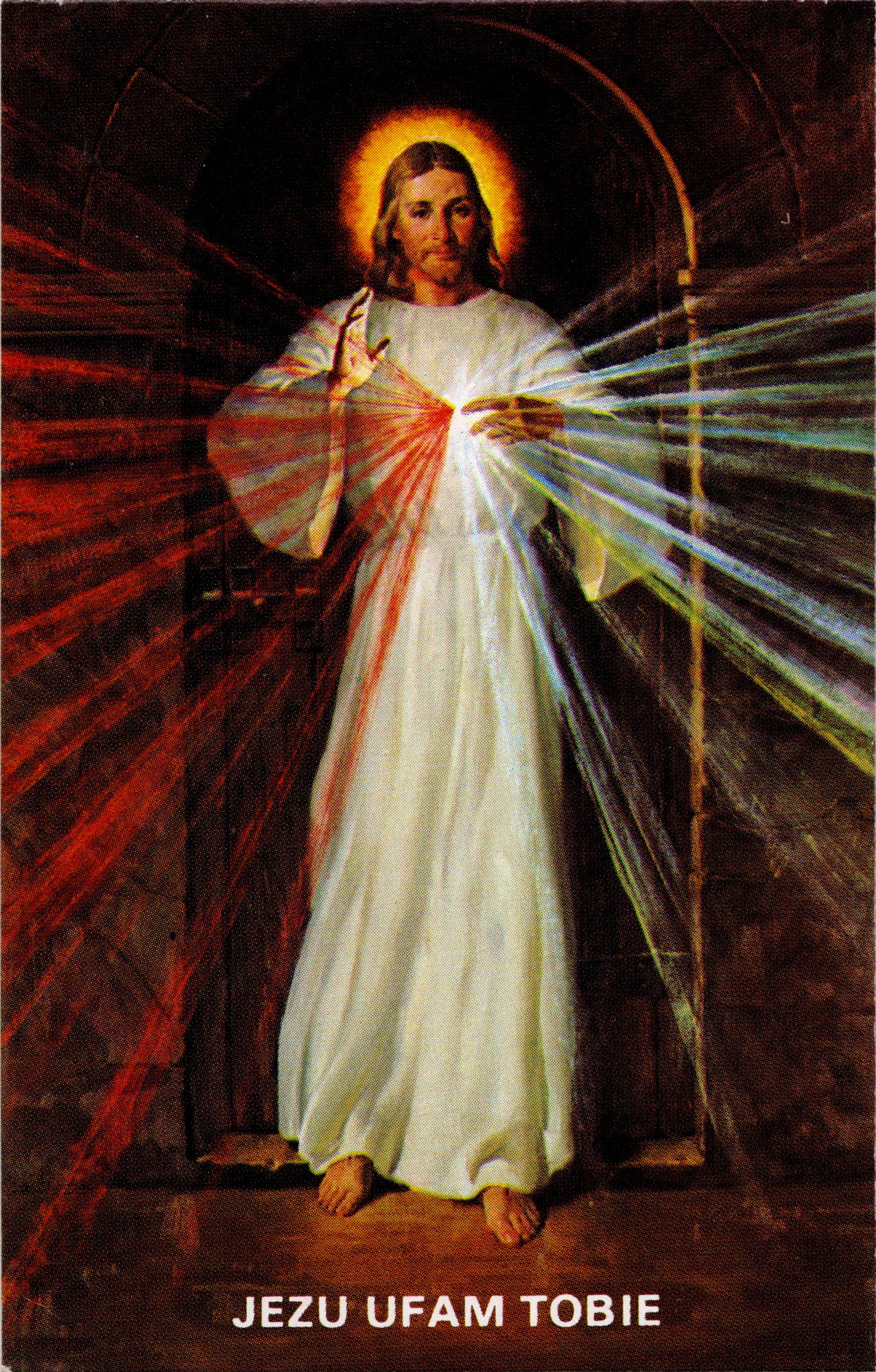 Pools priesterwijdingskaartje Barmhartig Jezus - ks. Cyran, Czestochowa 1990