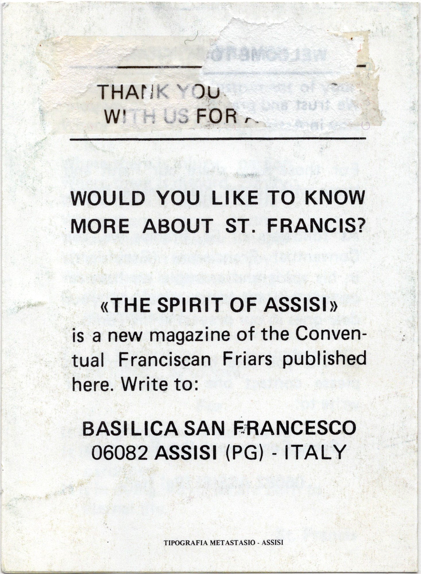 Devotievouwkaartje Sint-Franciscus van Assisi - Giotto fresco reproductie, Basiliek Assisi