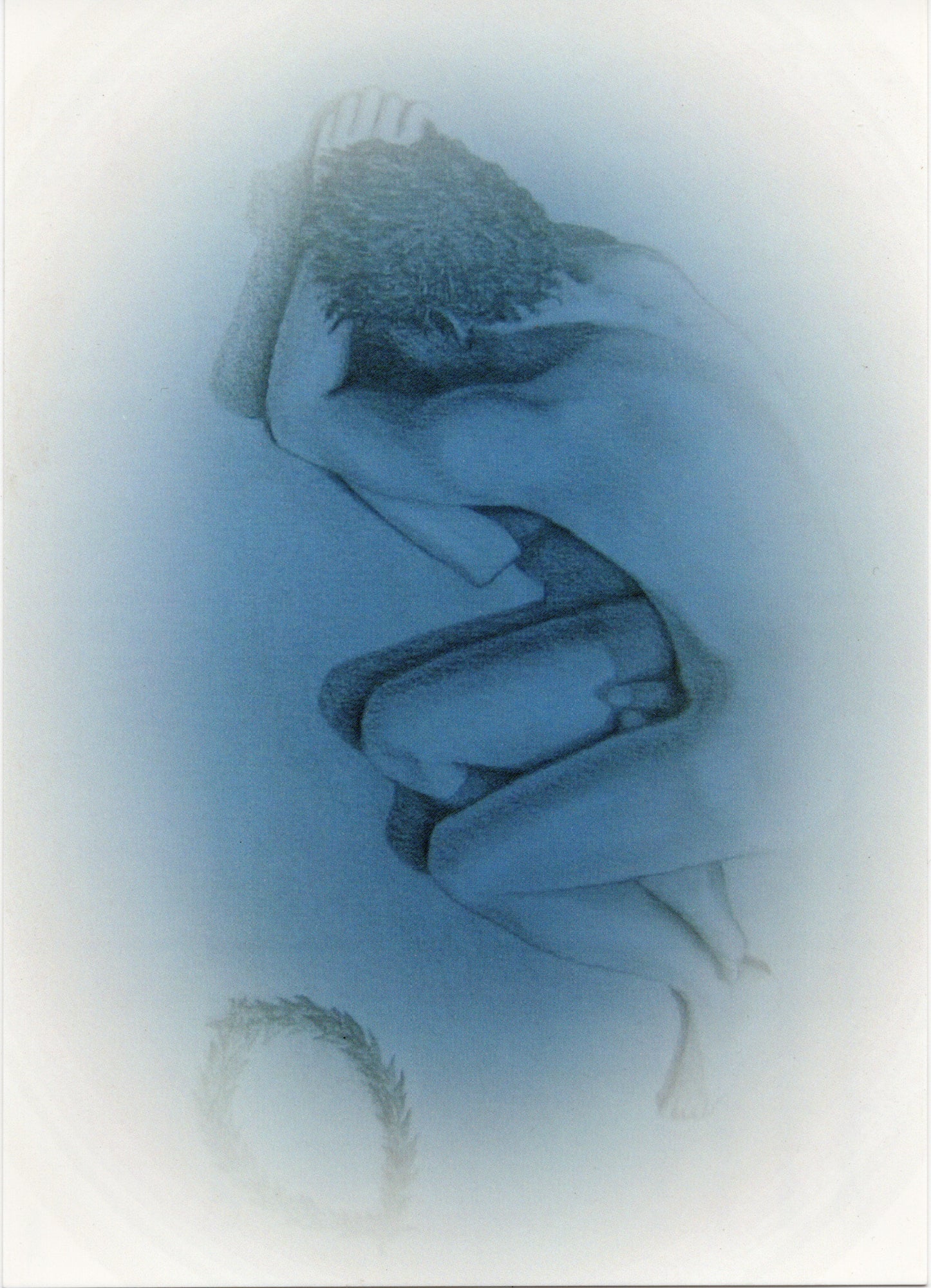 Ansichtkaart met tekening Ivo van de Moosdijk - met vers A.E. Housman, onverzonden