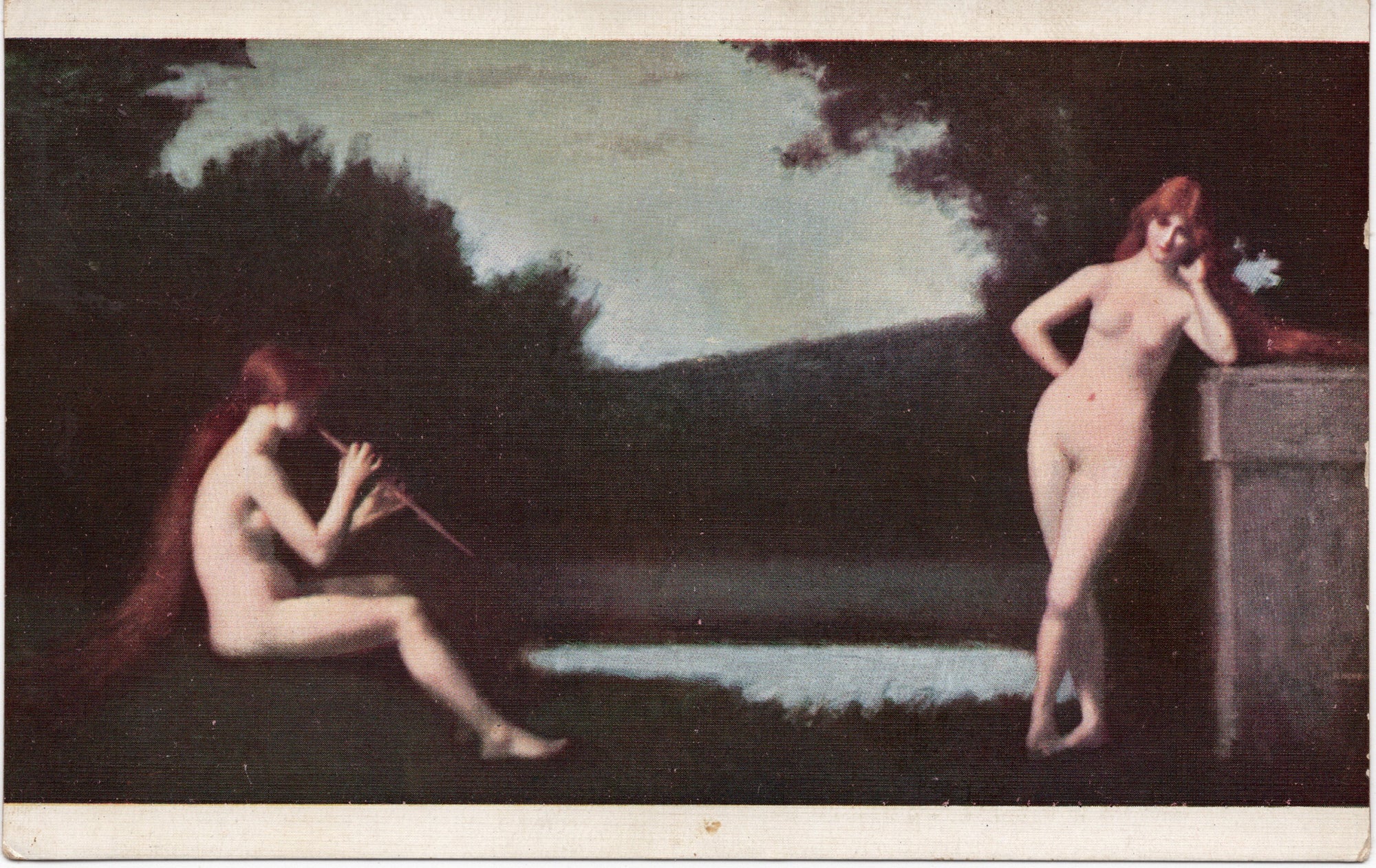 Franse kunstkaart met reproductie Eglogue van Jean-Jacques Henner, Petit Palais Parijs, uitgave Lapina, begin twintigste eeuw