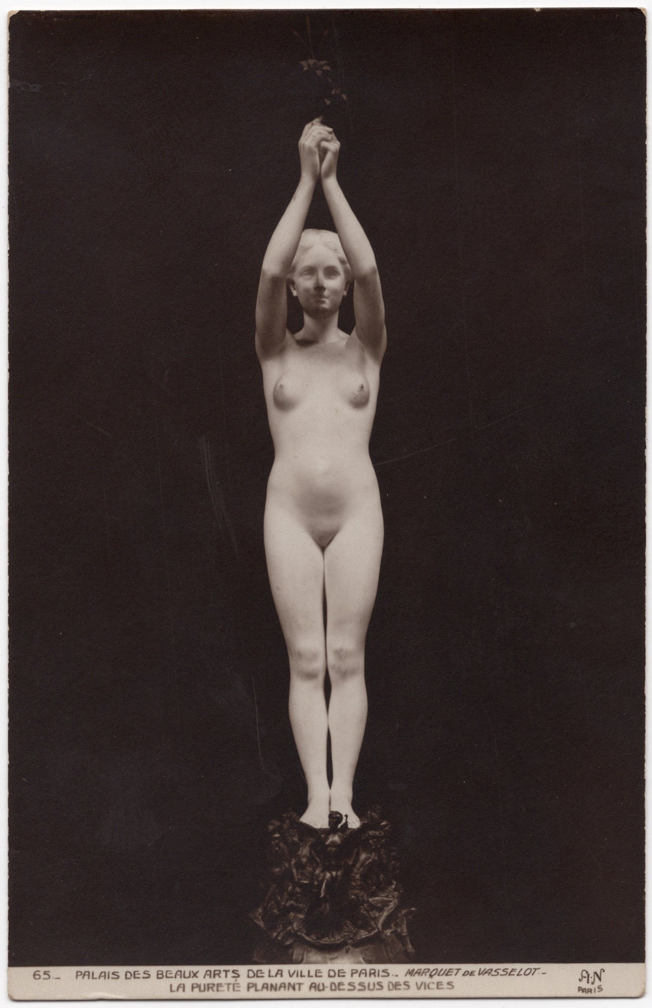 Carte postale musée reproduction photographique Marquet de Vasselot, La Purete planant au-dessus des Vices, Petit Palais Paris, A.N. Paris nr. 65