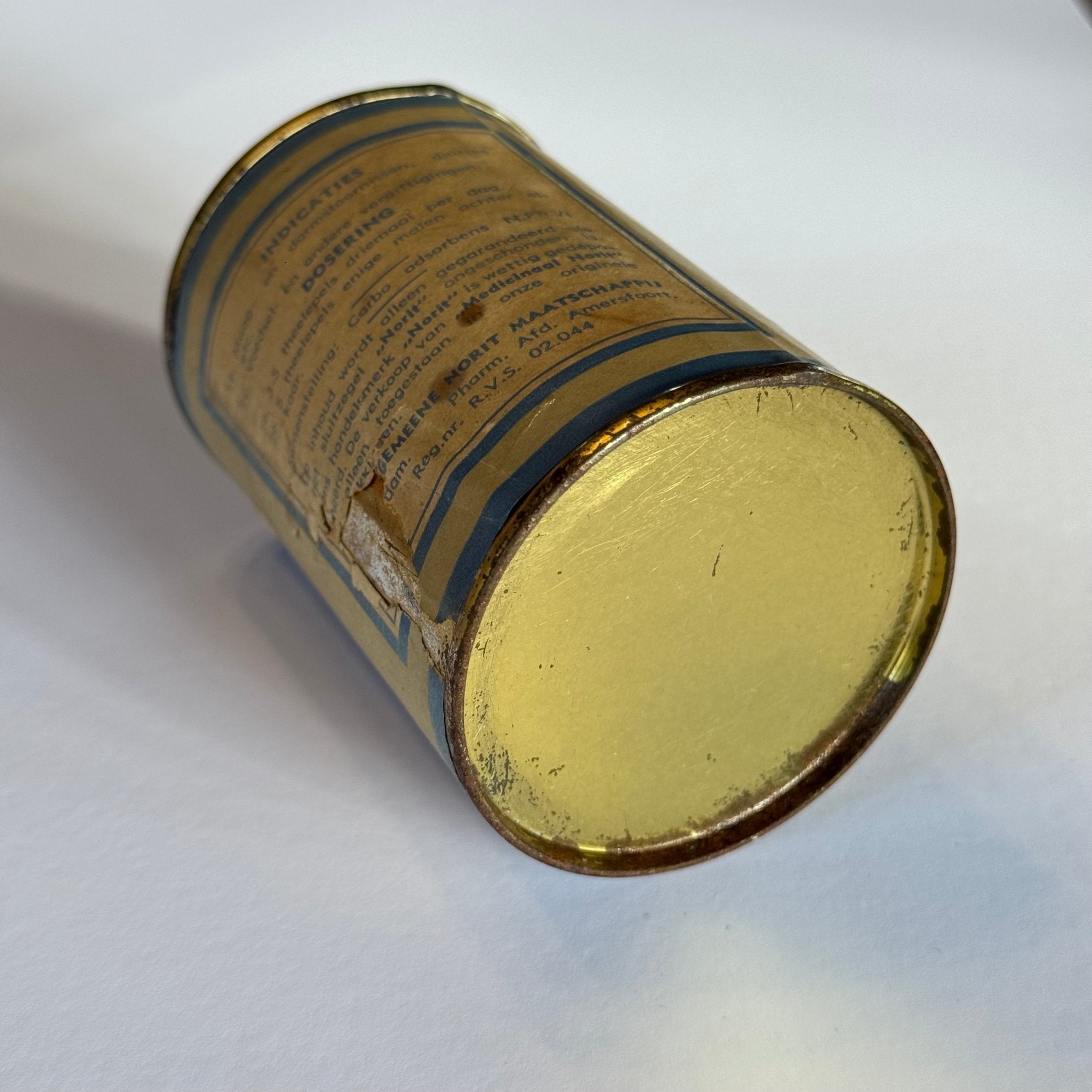 Medicinale Norit blik – 50 gram Carbo Adsorbens (ca. 1940s–1950s) - The Collectionist