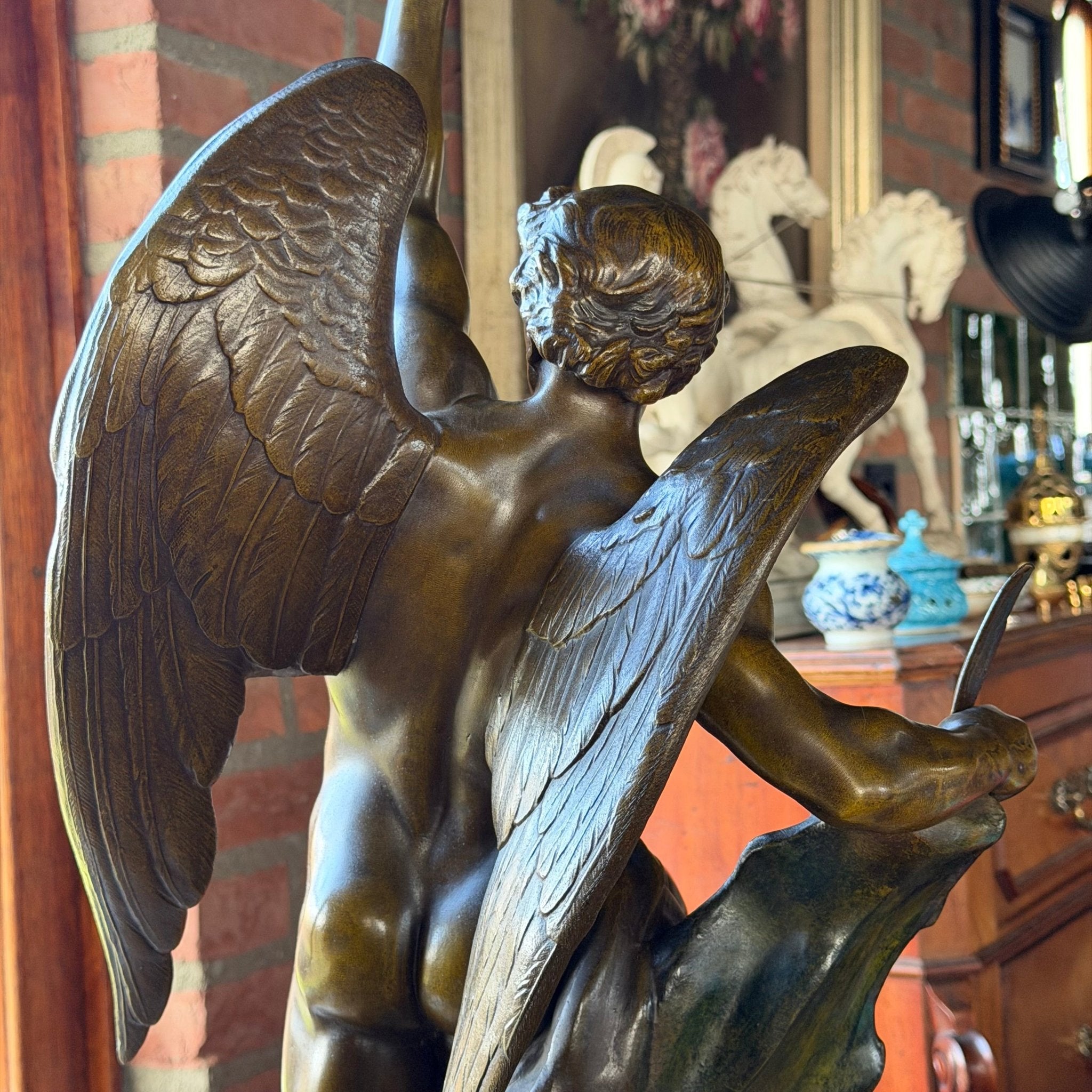 Monumentaal Frans Beeld ‘Génie Humain’ – naar Émile Picault, Parijse Gieting ca. 1900 - The Collectionist