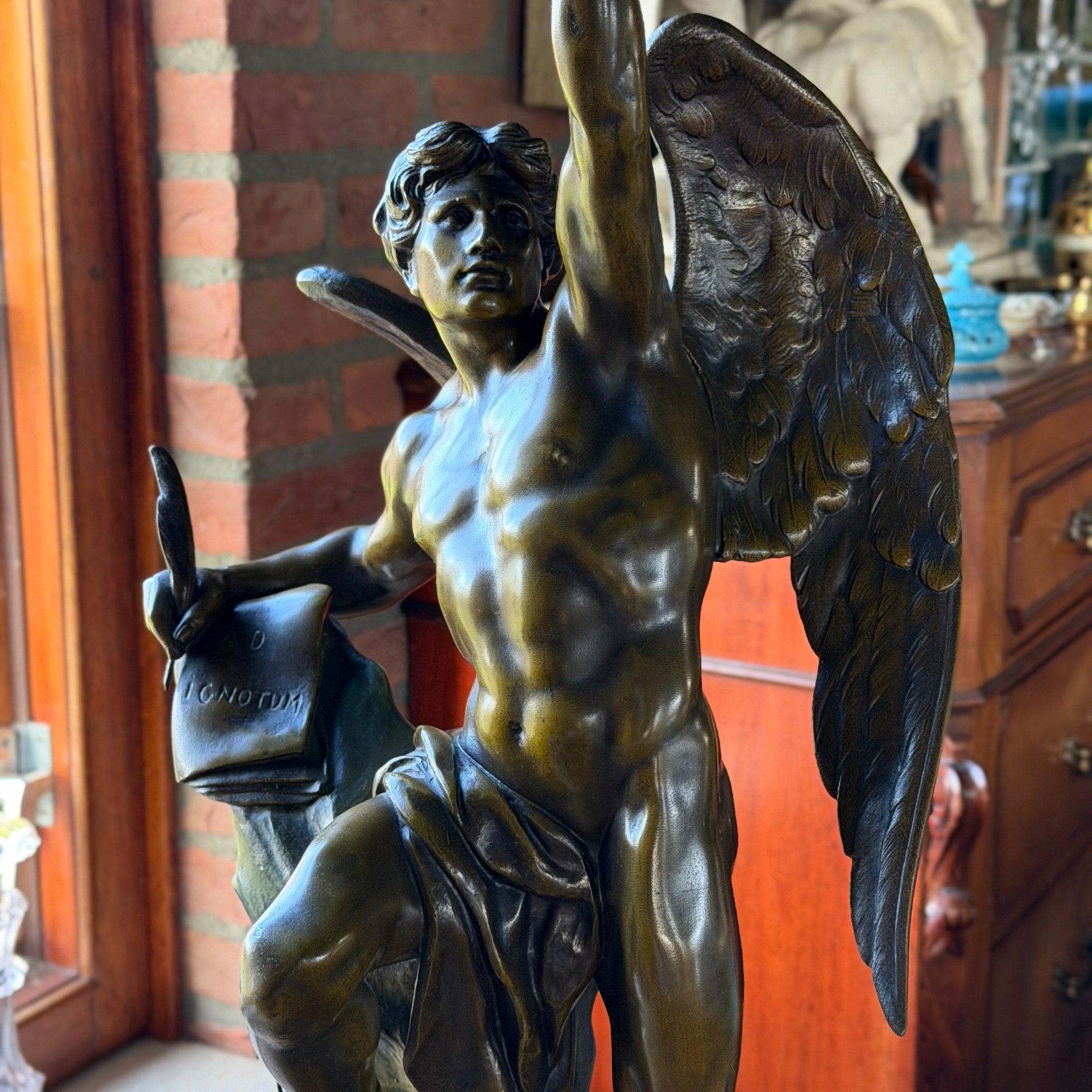 Monumentaal Frans Beeld ‘Génie Humain’ – naar Émile Picault, Parijse Gieting ca. 1900 - The Collectionist