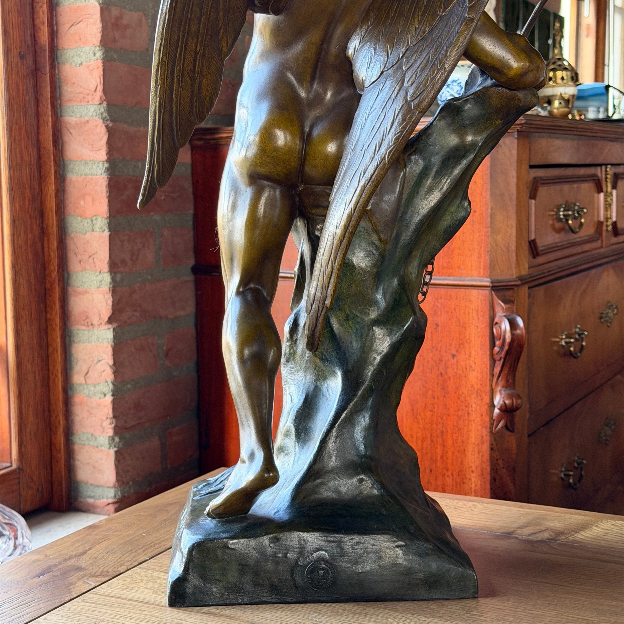Monumentaal Frans Beeld ‘Génie Humain’ – naar Émile Picault, Parijse Gieting ca. 1900 - The Collectionist