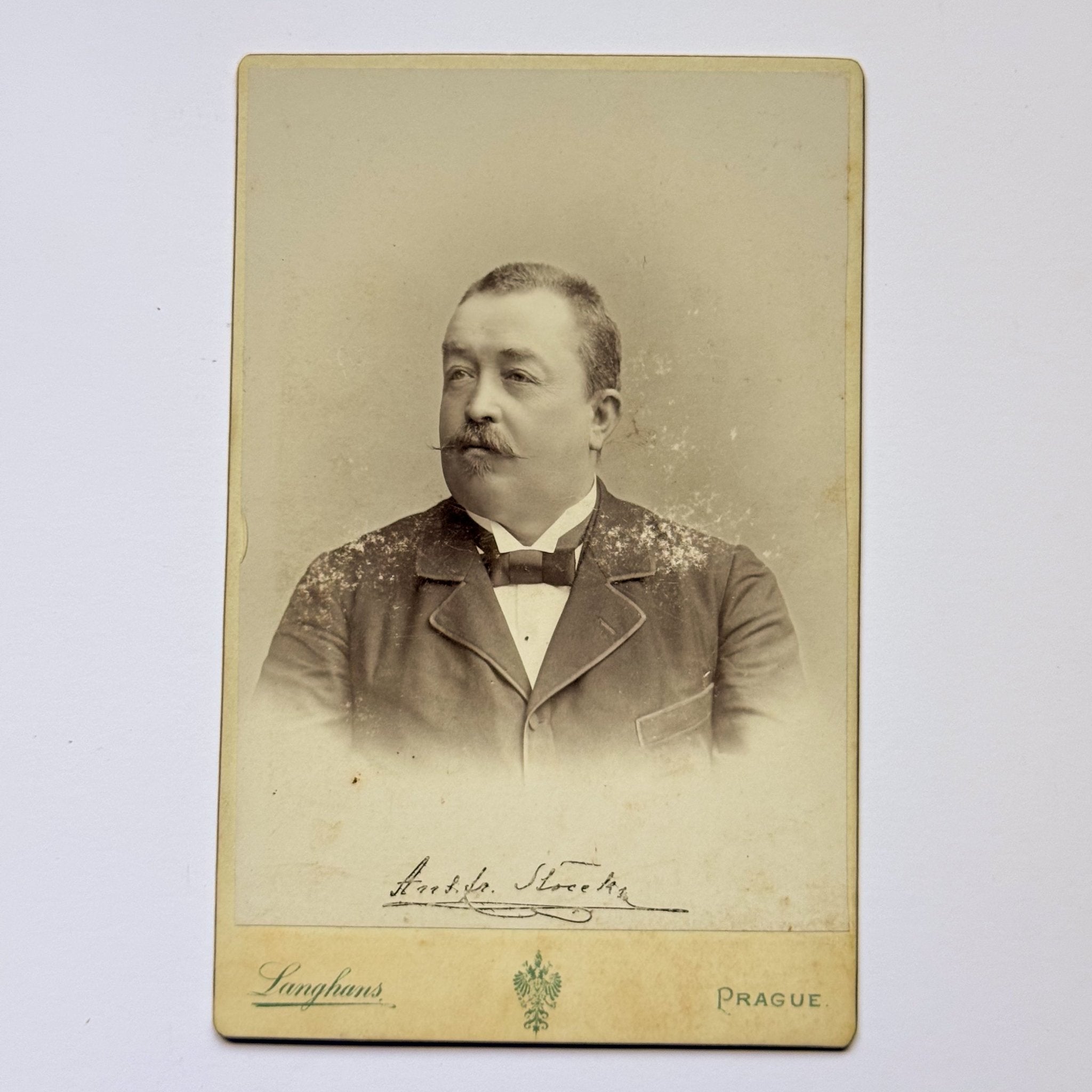 Portret van een man met snor - J. Langhans, hof - fotograaf, Praag (ca. 1890) - The Collectionist