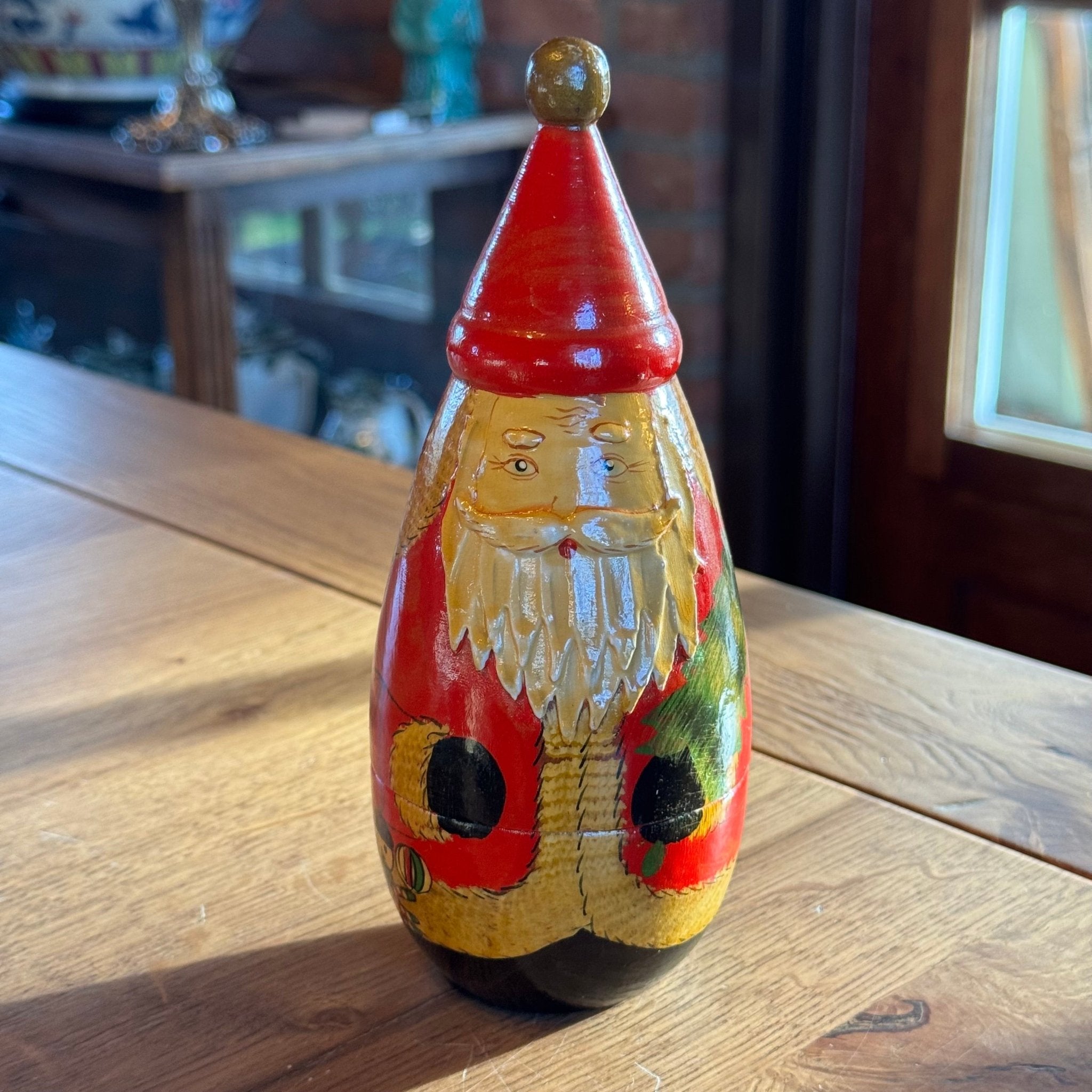 Set van 4 houten kerstdorpen Matroesjka kerstmannen – handbeschilderd - The Collectionist