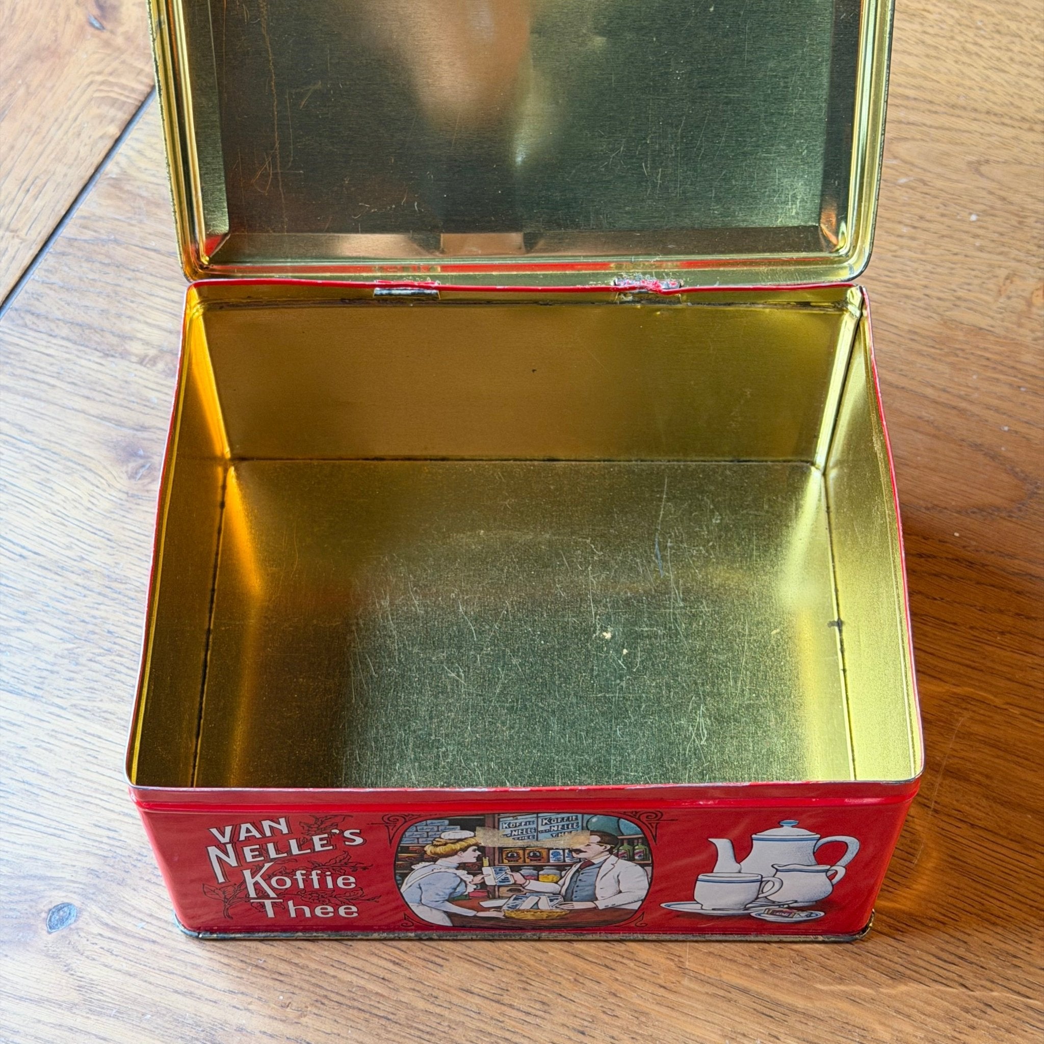 Van Nelle’s koffie en thee blik met klassieke illustraties - The Collectionist