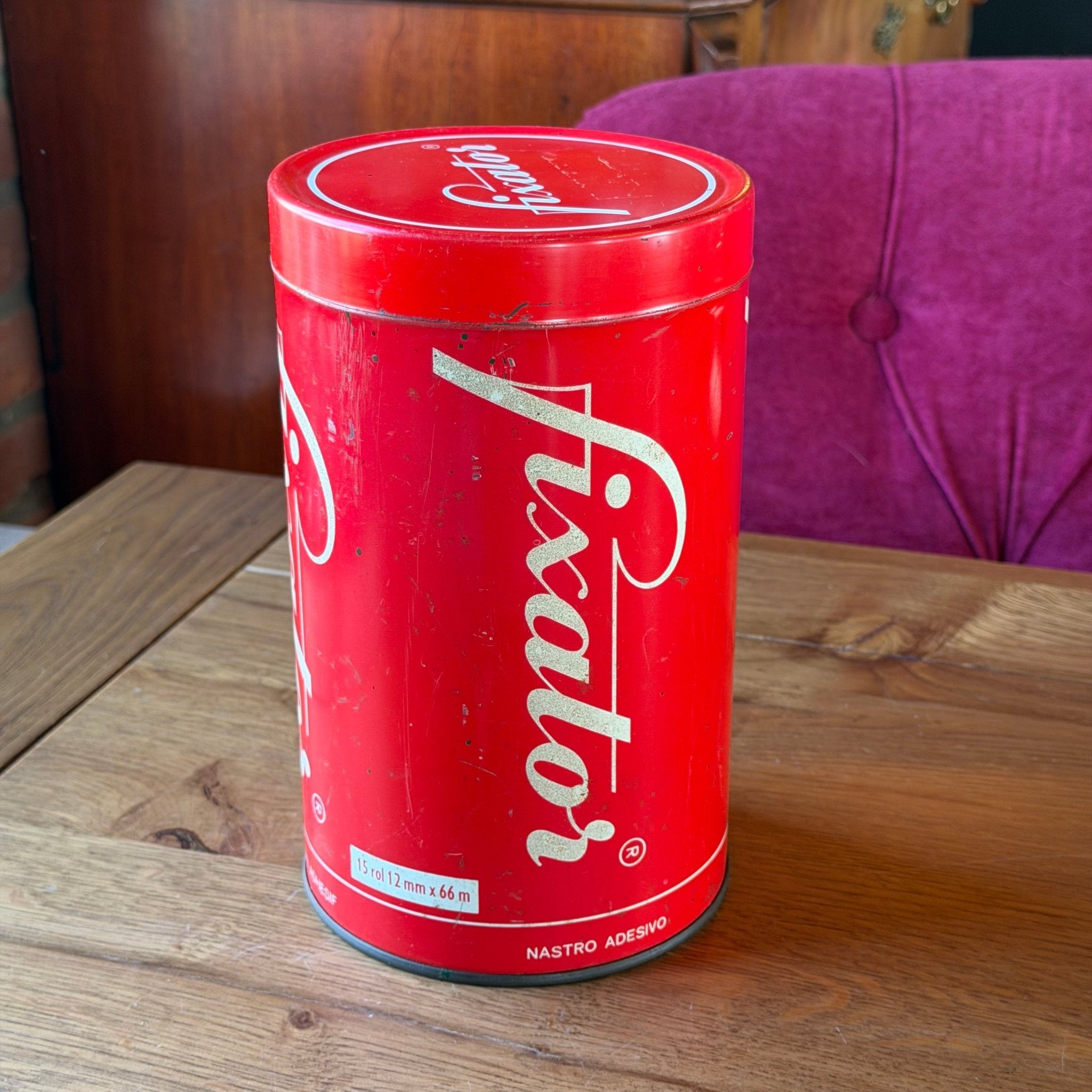 Vintage Fixator reclameblik – self - adhesive tape opslagblik