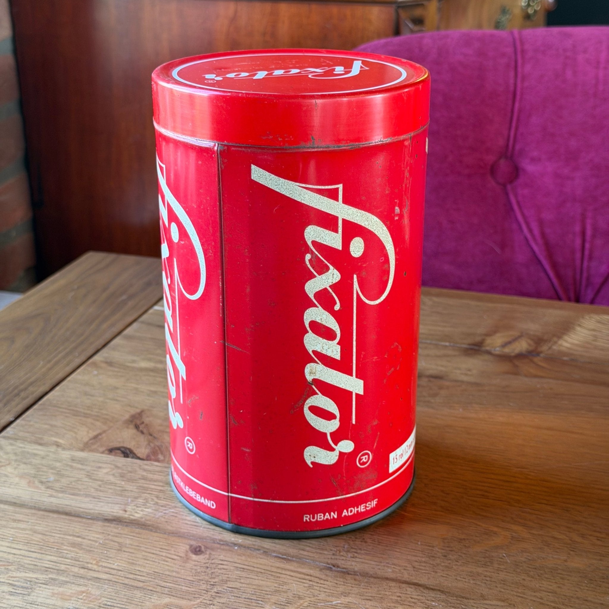 Vintage Fixator reclameblik – self - adhesive tape opslagblik