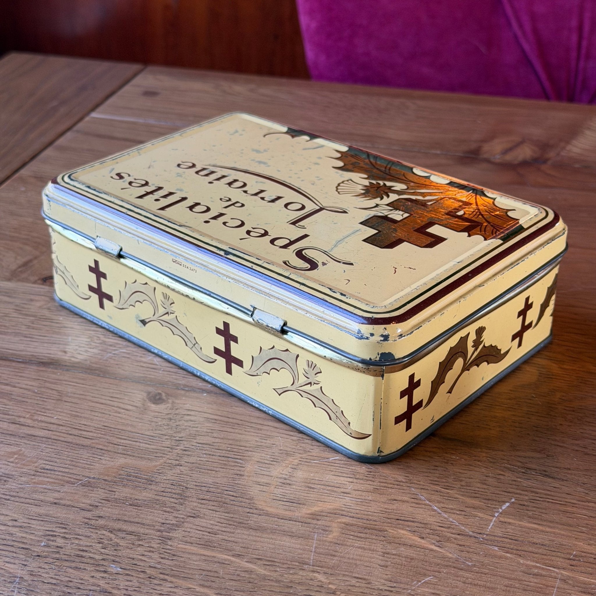 Vintage Frans koekblik – Spécialités de Lorraine – lithografisch biscuitblik