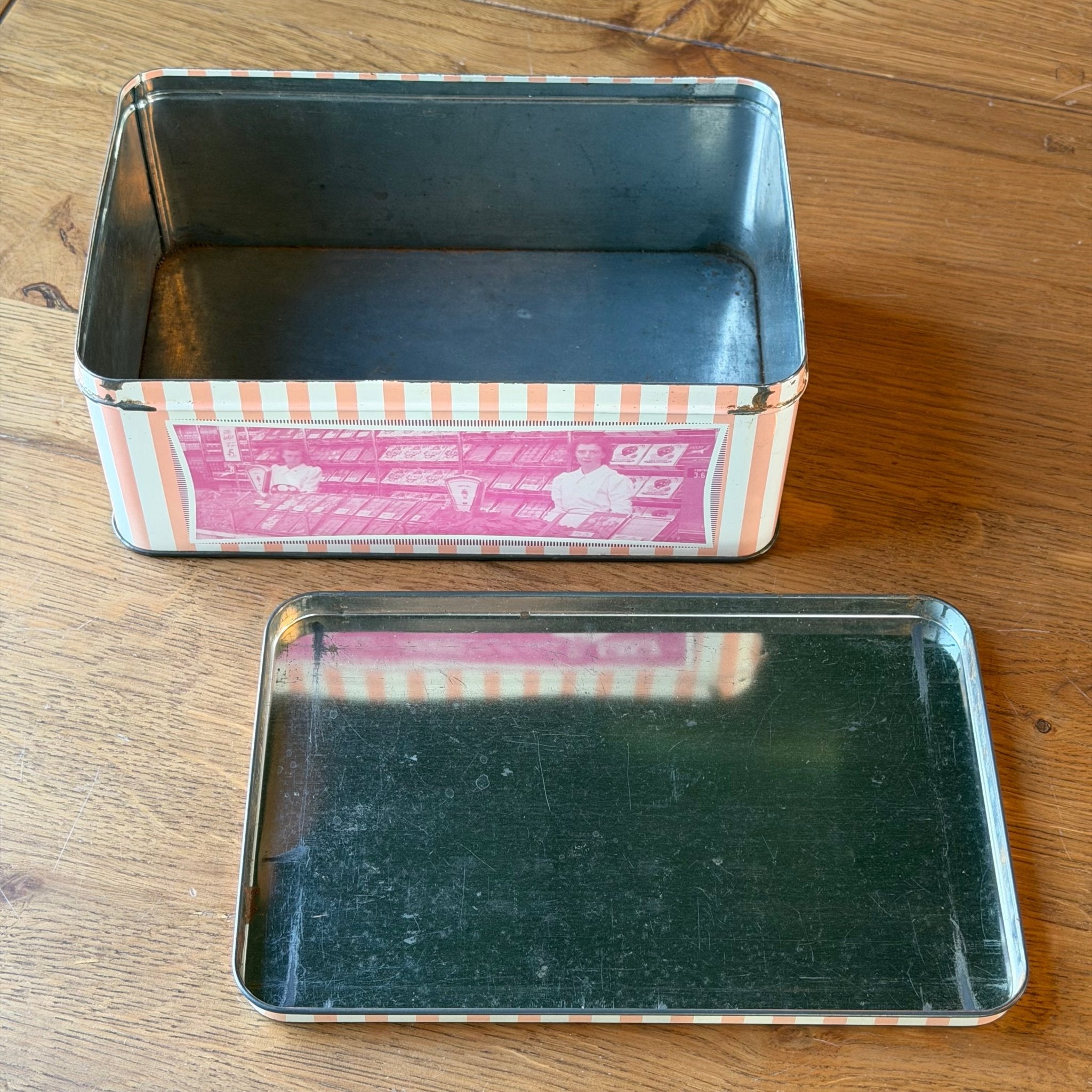 Vintage HEMA koekblik – “Onverwachts visite?” reclameblik