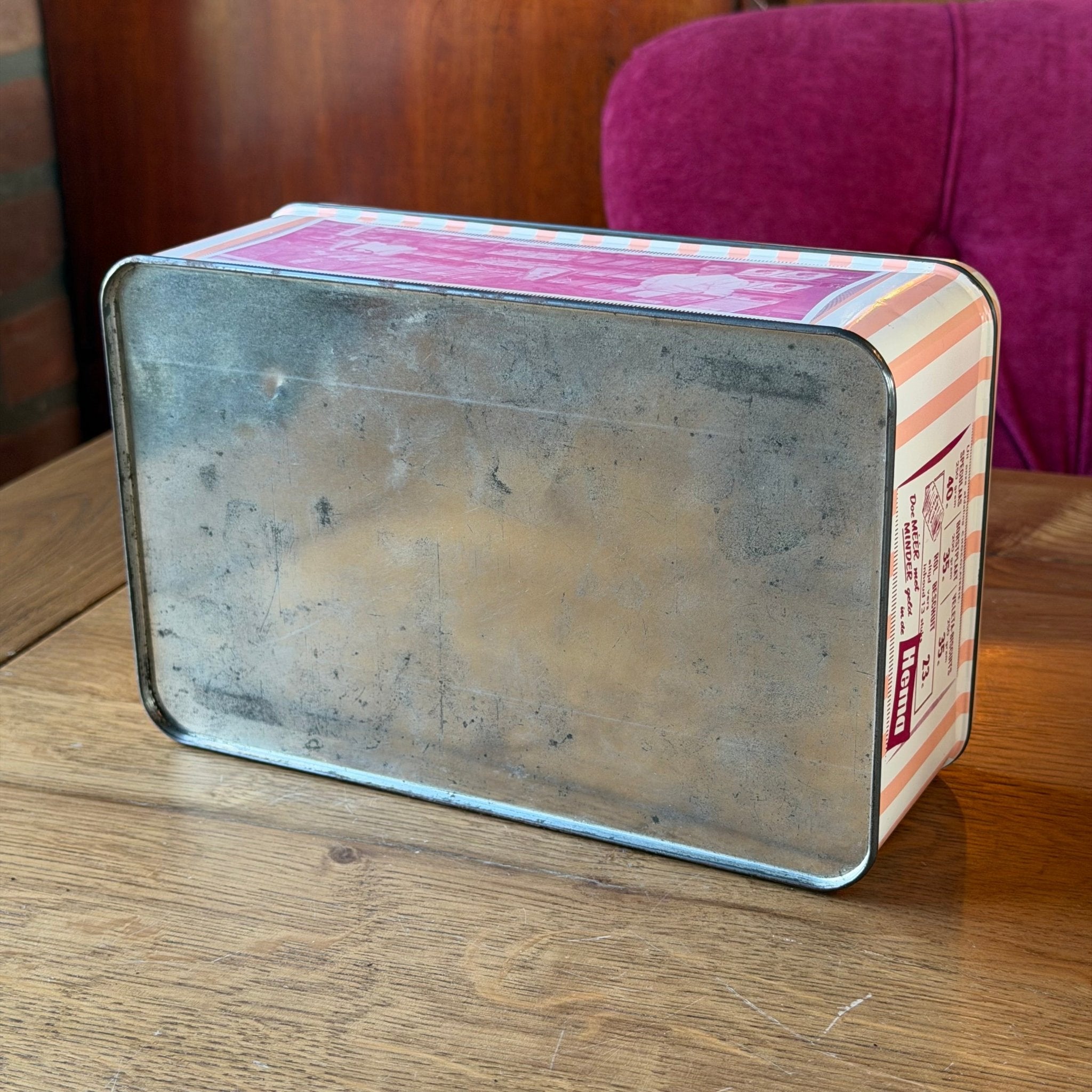 Vintage HEMA koekblik – “Onverwachts visite?” reclameblik