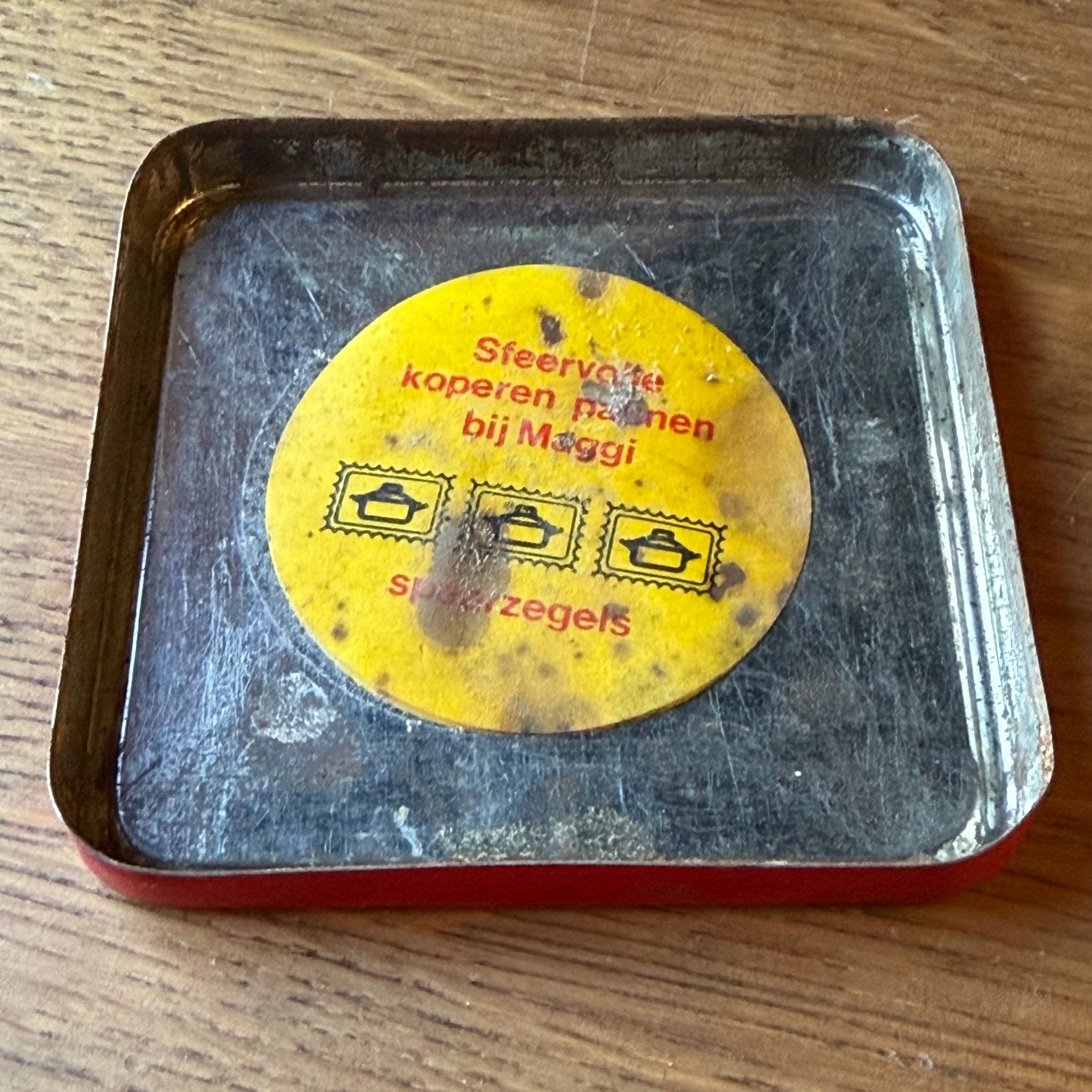 Vintage Maggi Bouillonblokjes Blik – Geel Rood Reclameblik – Jaren 60