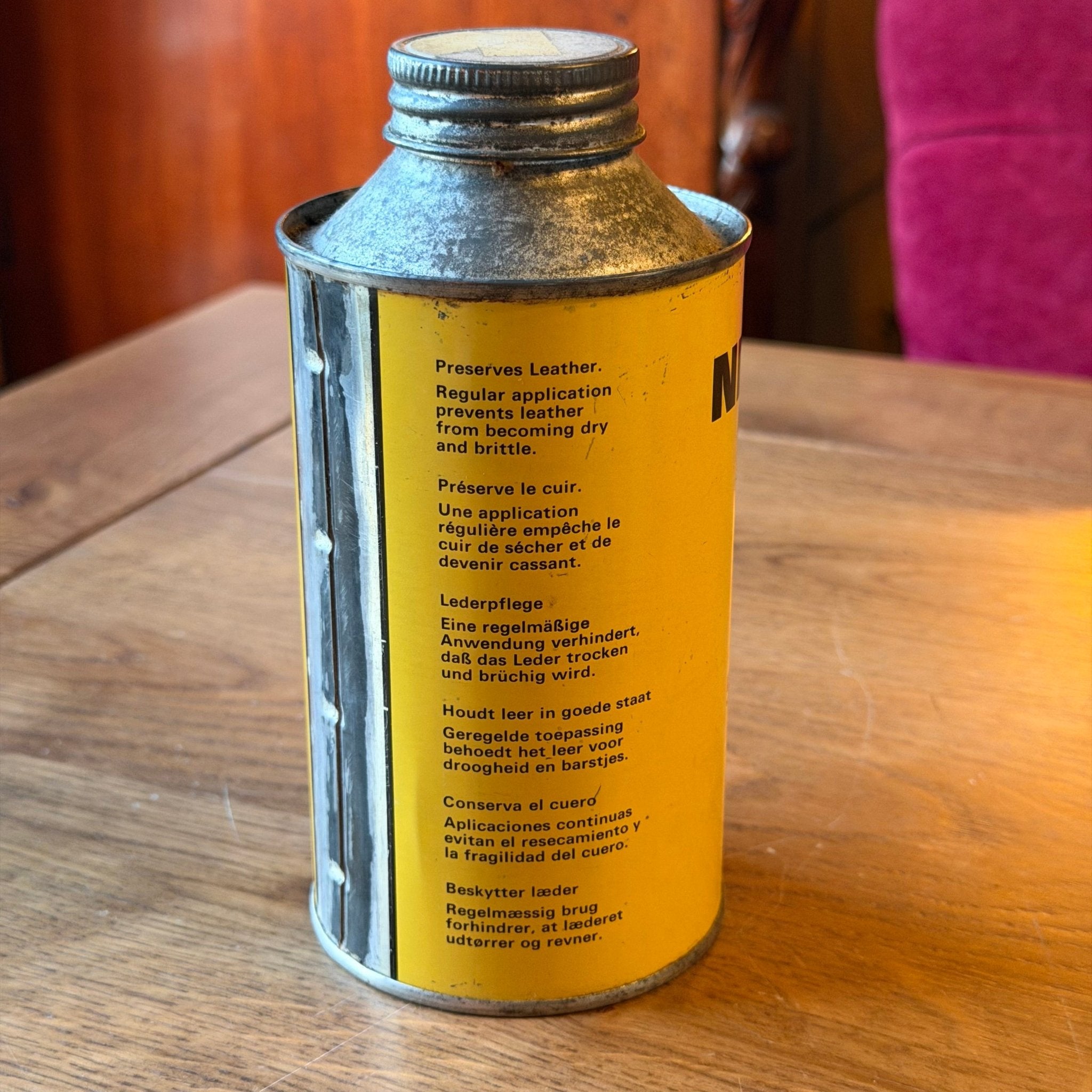 Vintage Neatsfoot Oil Blik – Vanner & Prest – Industriële Gele Olieverpakking (500 ml) - The Collectionist