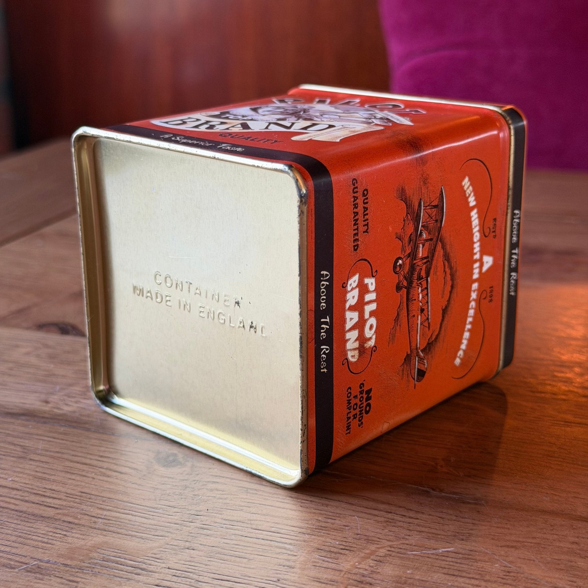 Vintage Pilot Brand Tea Tin – Engels Theeblik met Piloot – Made in England