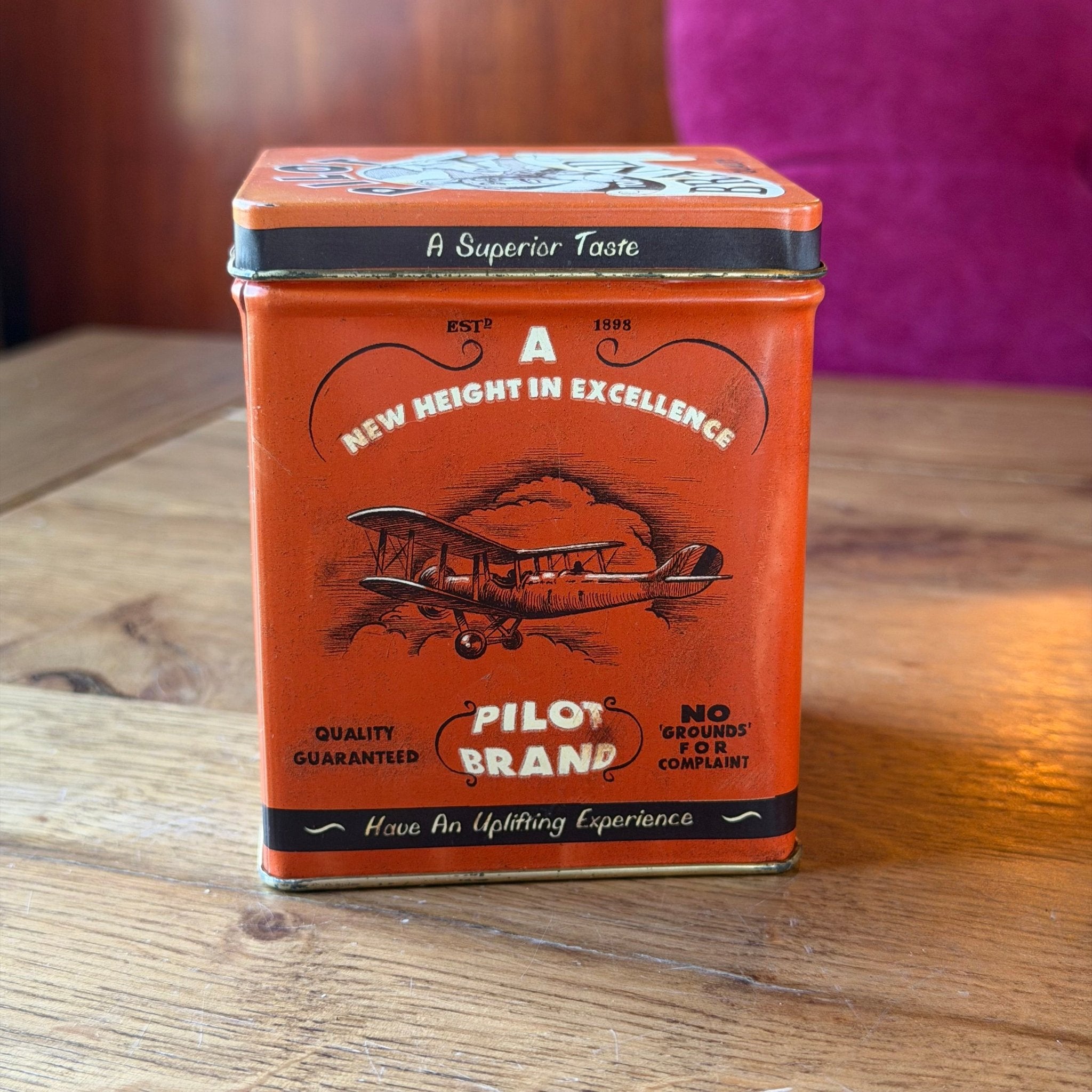 Vintage Pilot Brand Tea Tin – Engels Theeblik met Piloot – Made in England