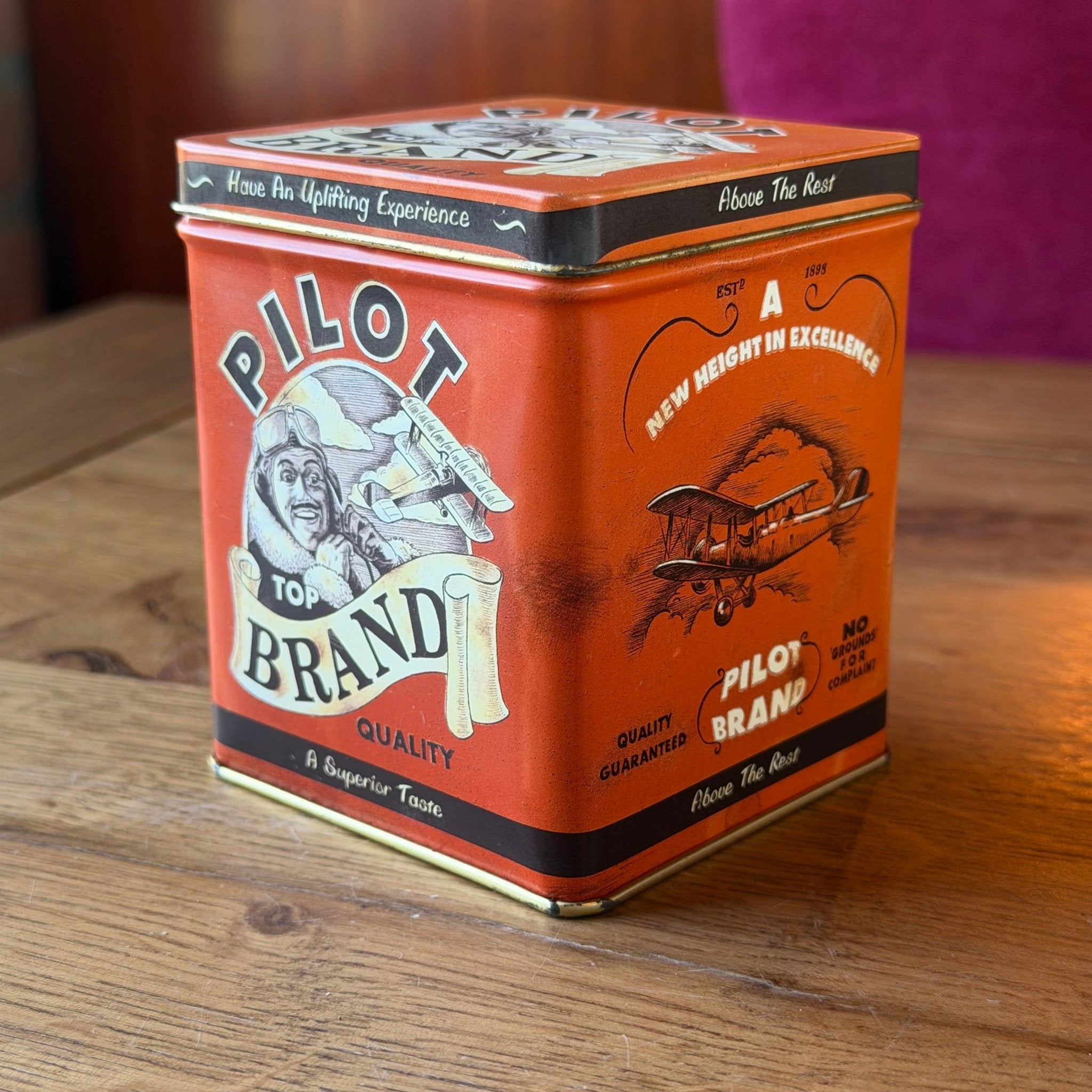 Vintage Pilot Brand Tea Tin – Engels Theeblik met Piloot – Made in England