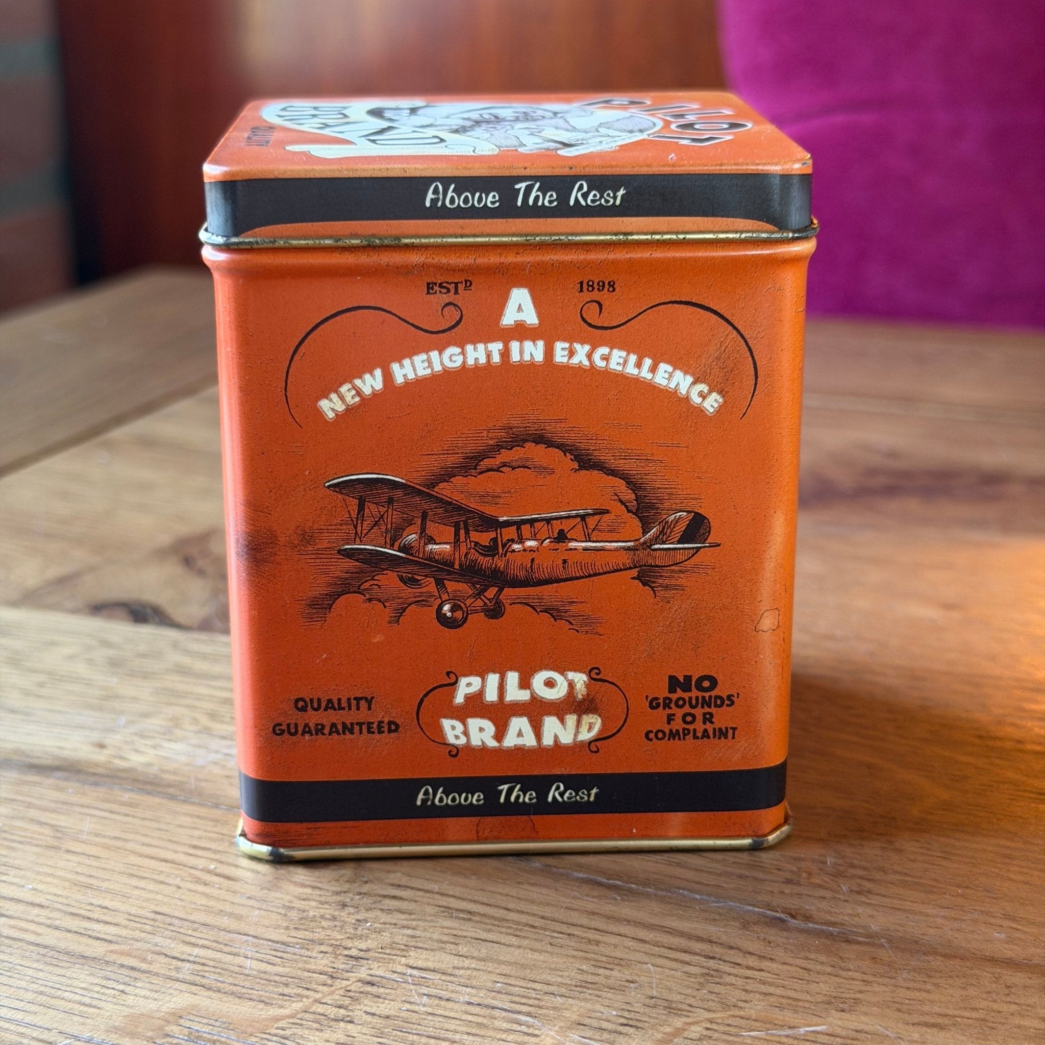 Vintage Pilot Brand Tea Tin – Engels Theeblik met Piloot – Made in England