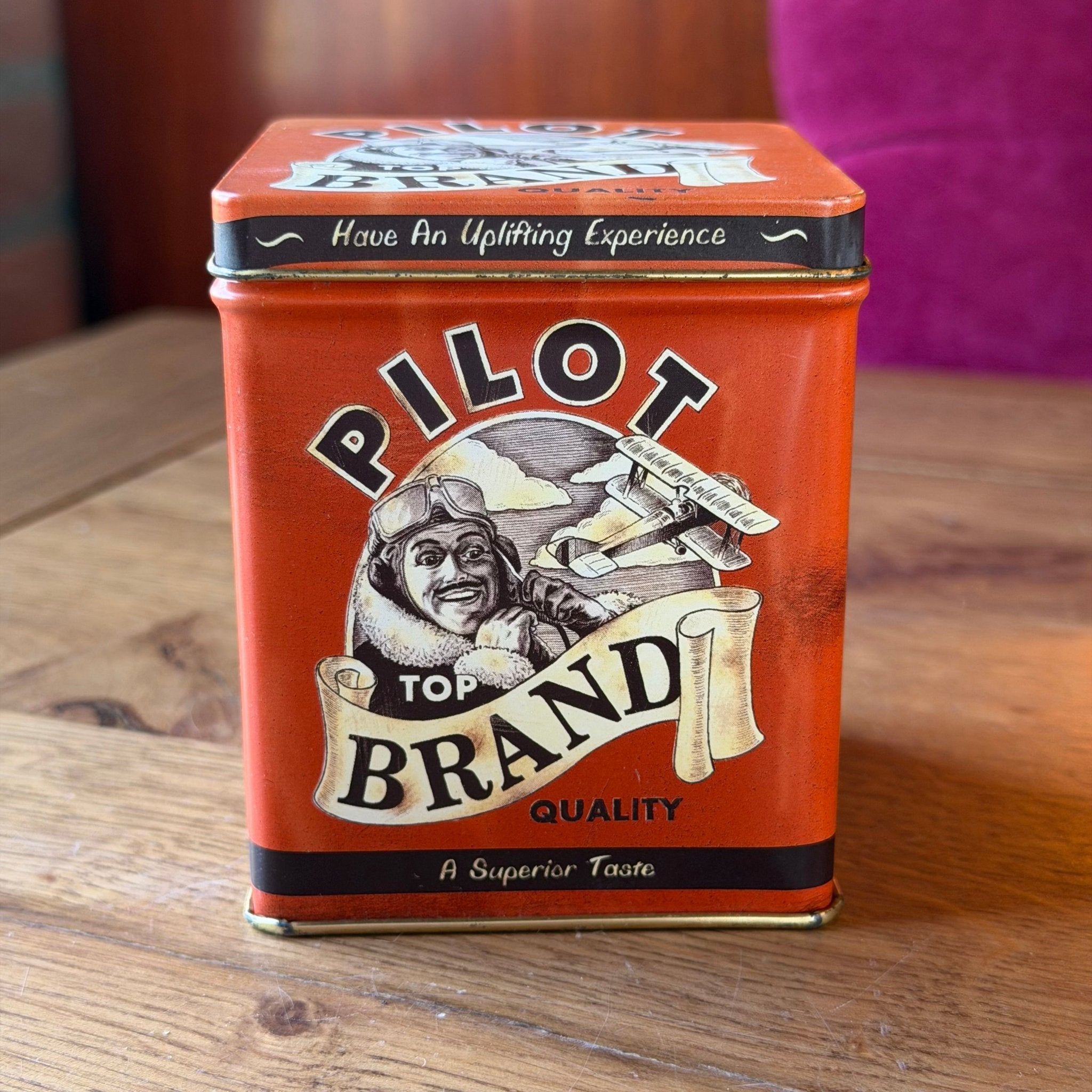 Vintage Pilot Brand Tea Tin – Engels Theeblik met Piloot – Made in England