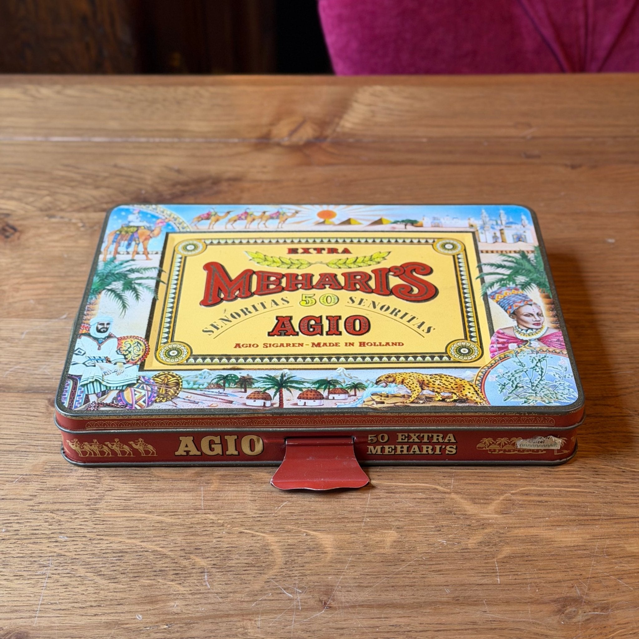 Vintage sigarenblik AGIO “Extra Mehari’s” – 50 Senoritas – lithografisch blik - The Collectionist
