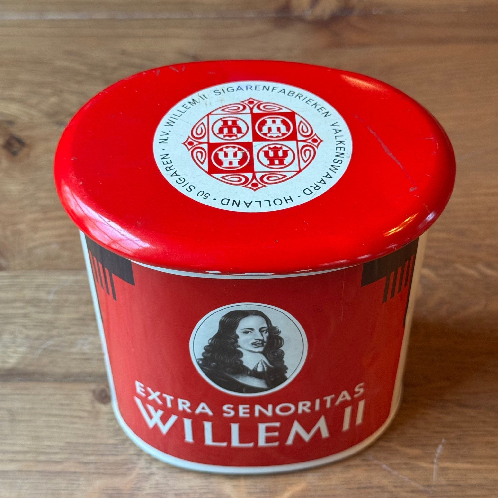 Vintage Willem II Sigarenblik - Extra Senoritas - Rood met Portret (Jaren '60) - The Collectionist