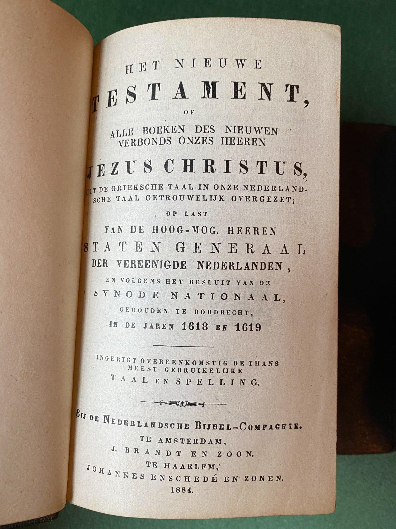 Antieke bijbel met leren kaft uit 1884 - Bamestra Curiosa