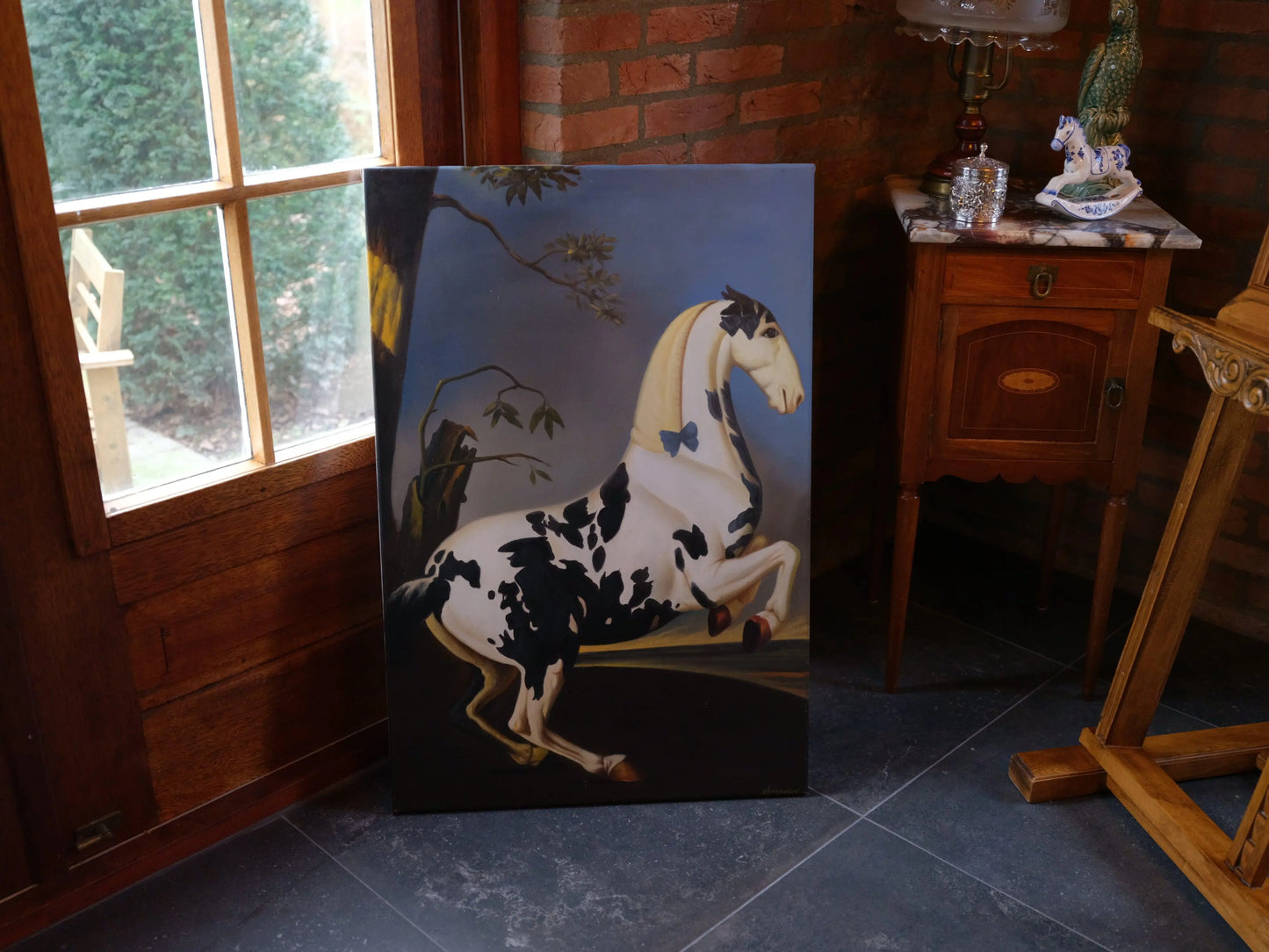 Schilderij gevlekt paard op canvas - Bamestra Curiosa