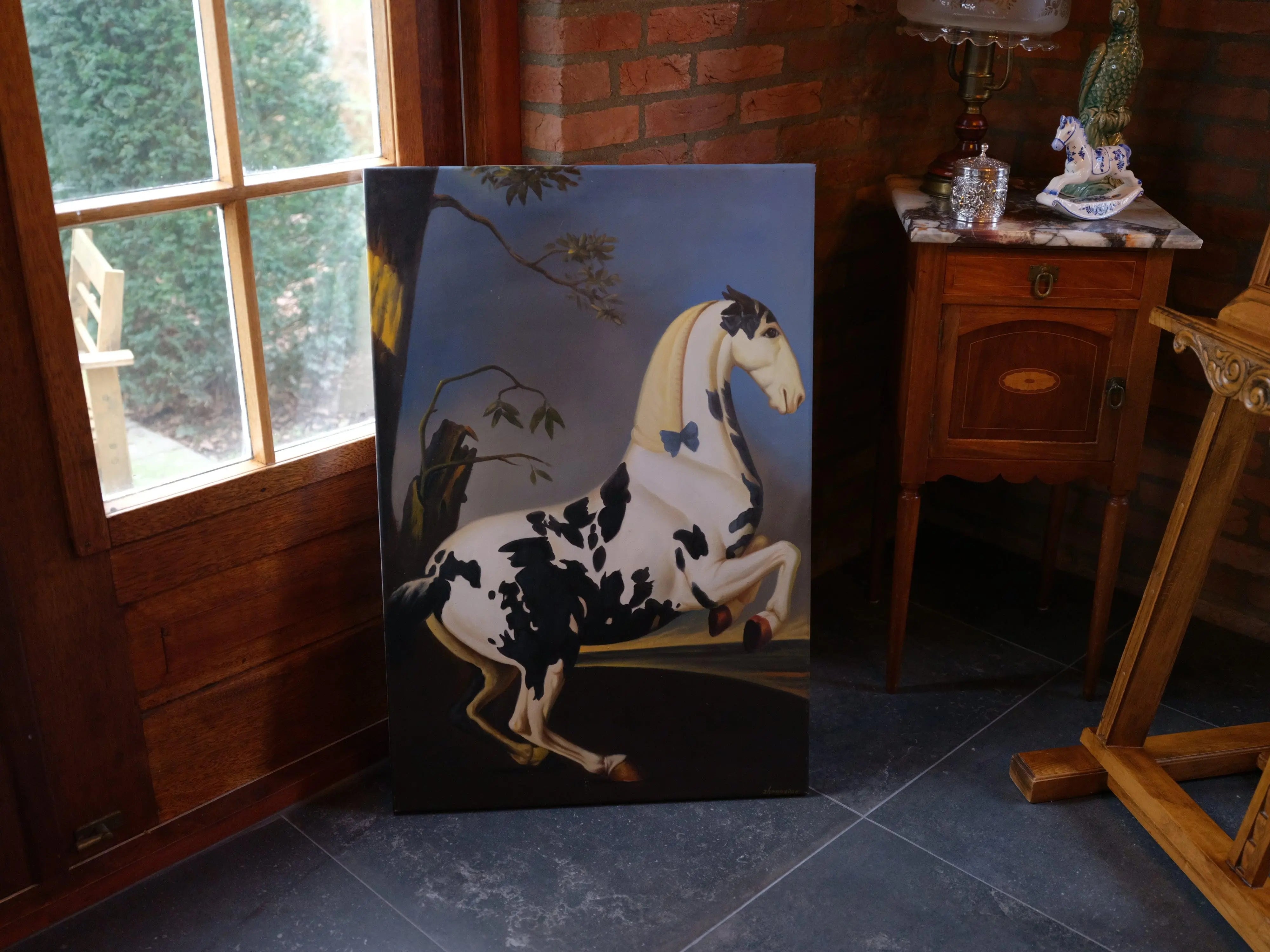 Schilderij gevlekt paard op canvas - Bamestra Curiosa
