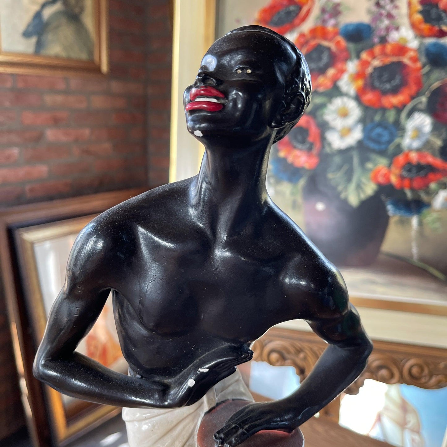 Vintage beeld man met trommel - Bamestra Curiosa