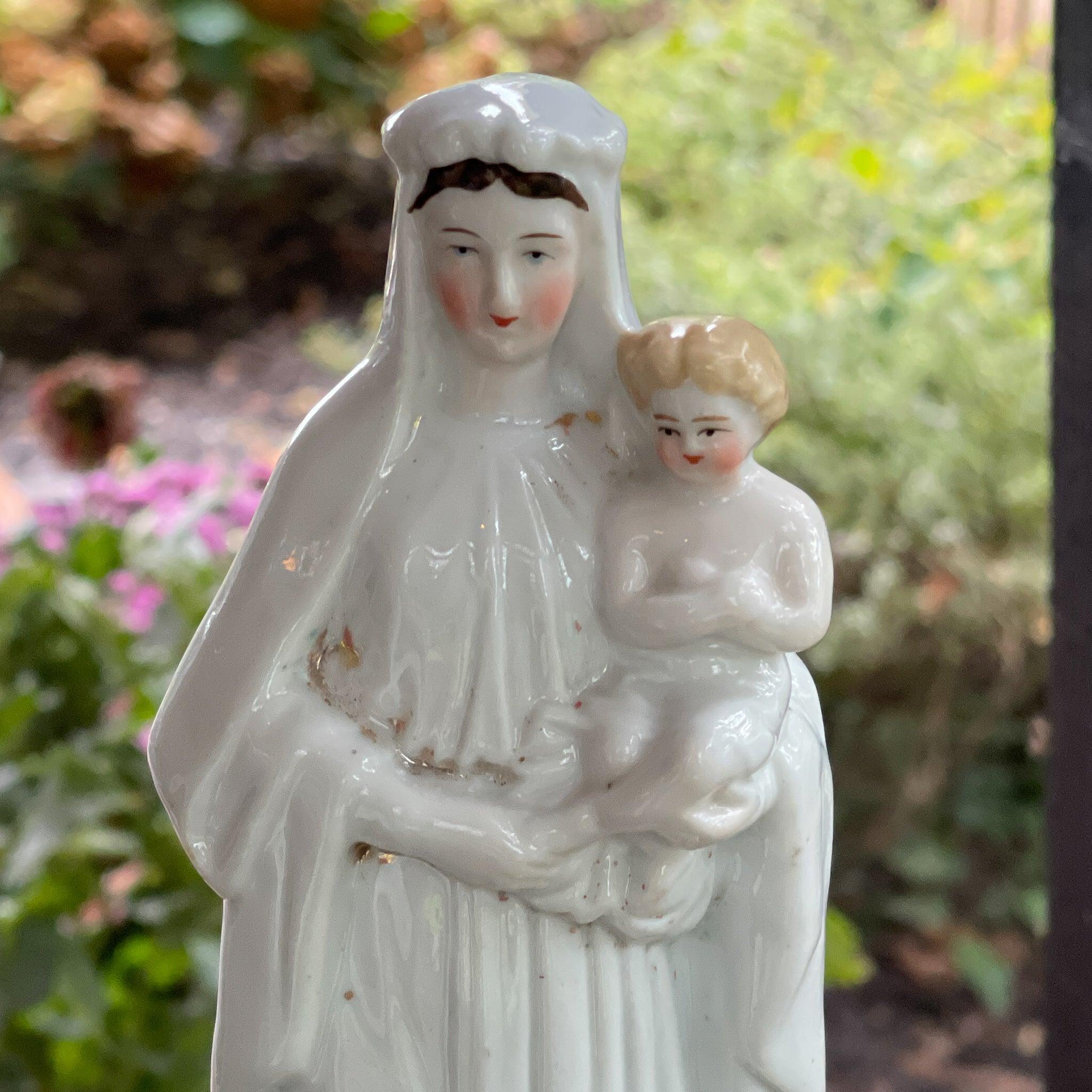 Antiek Maria beeld van porselein - Bamestra Curiosa