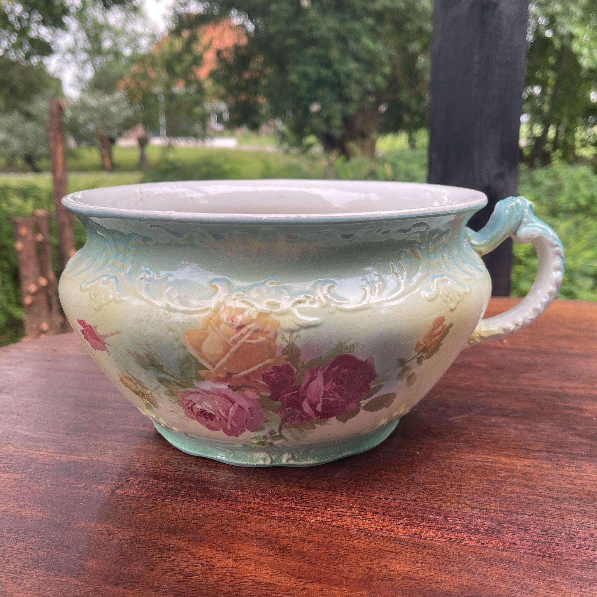 Antieke Engelse bloempot met rozen - Bamestra Curiosa