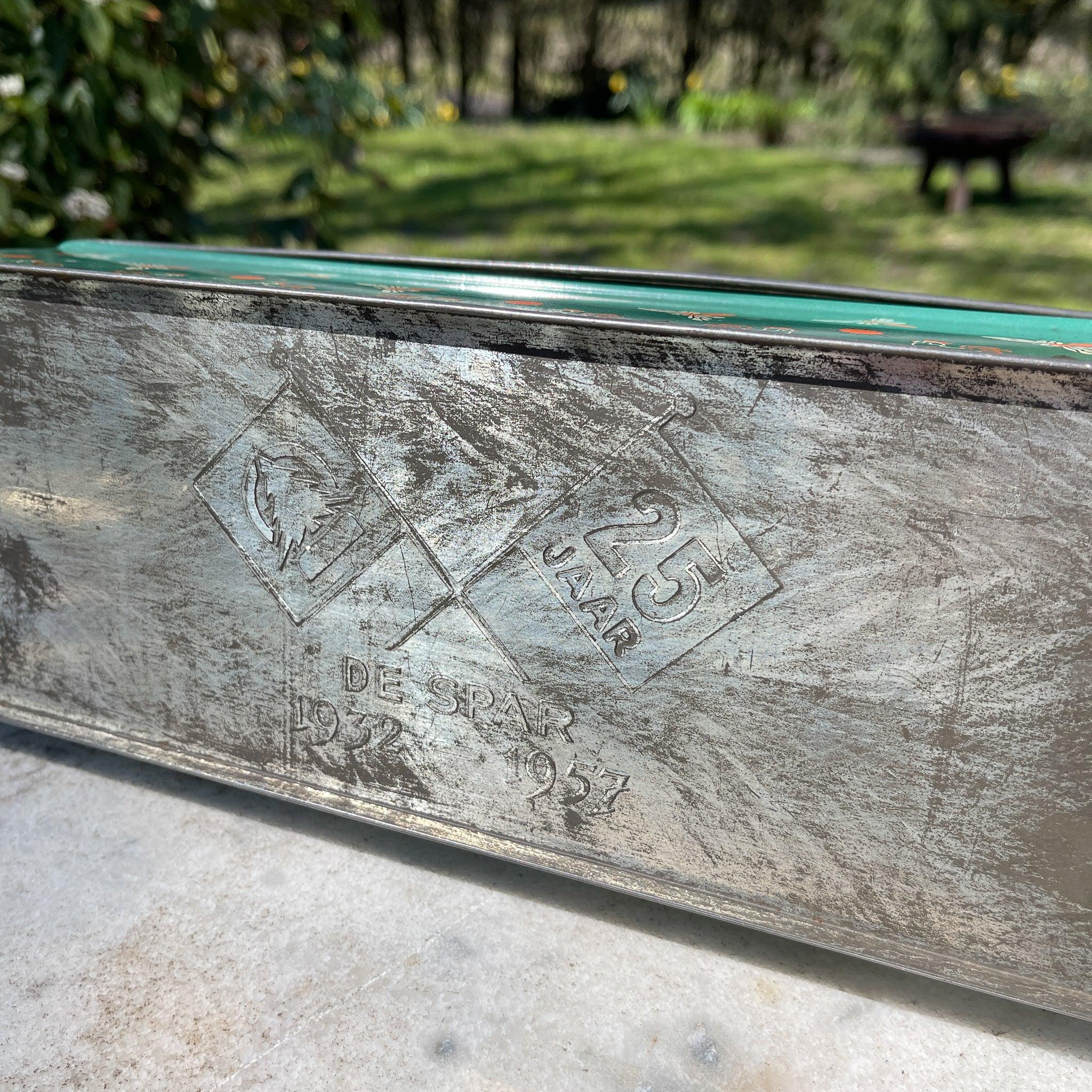 Antieke groene ontbijtkoek blik De Spar (1957) - The Collectionist