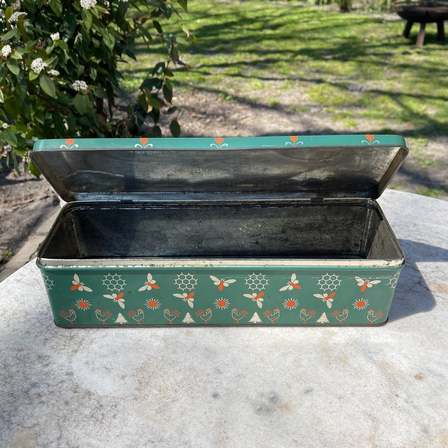 Antieke groene ontbijtkoek blik De Spar (1957) - Bamestra Curiosa