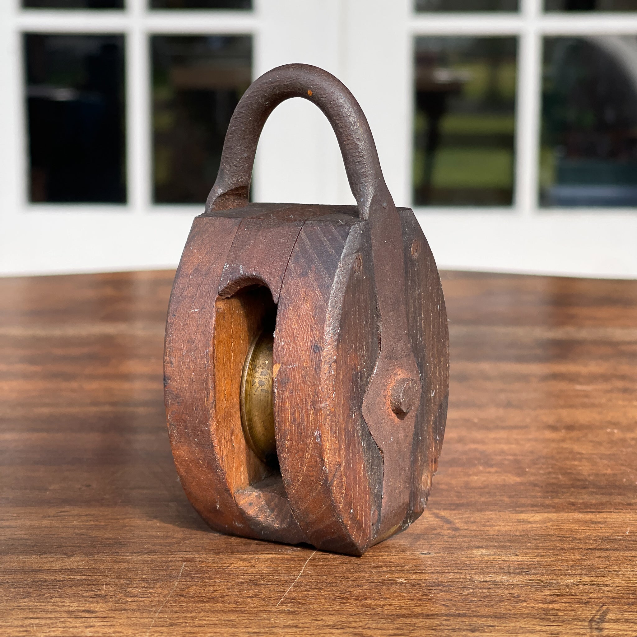 Antieke katrol met wieltje van koper - The Collectionist