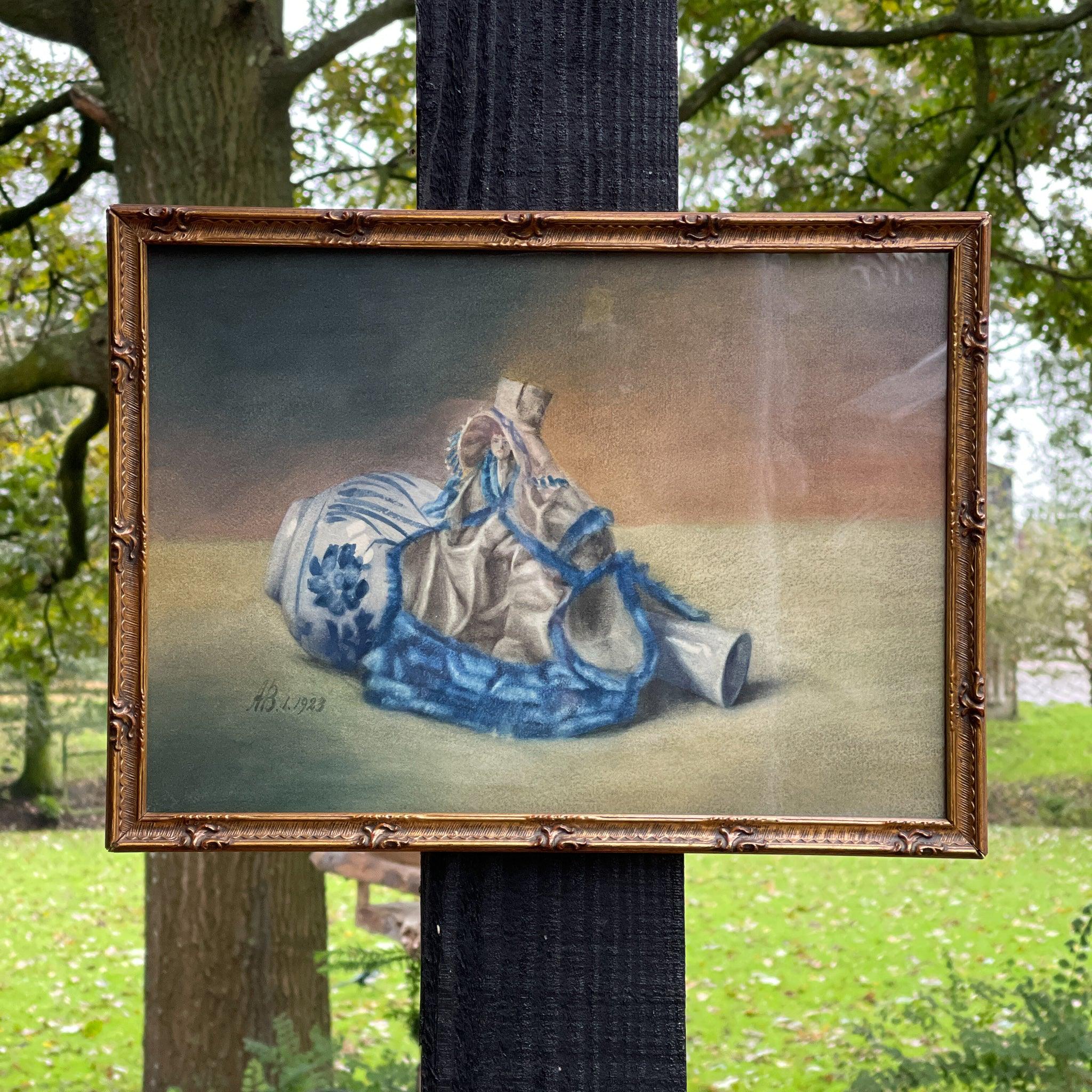 Aquarel stilleven met beeld en vaas (1923) - The Collectionist