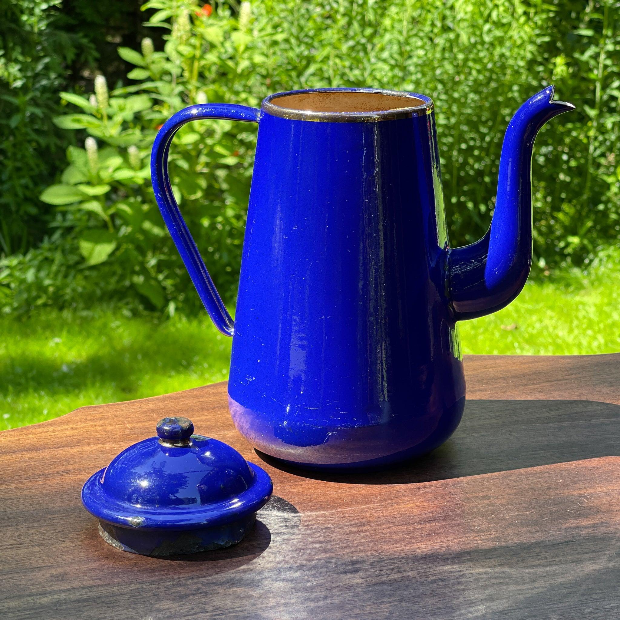 Blauwe emaille theepot / koffiepot - The Collectionist