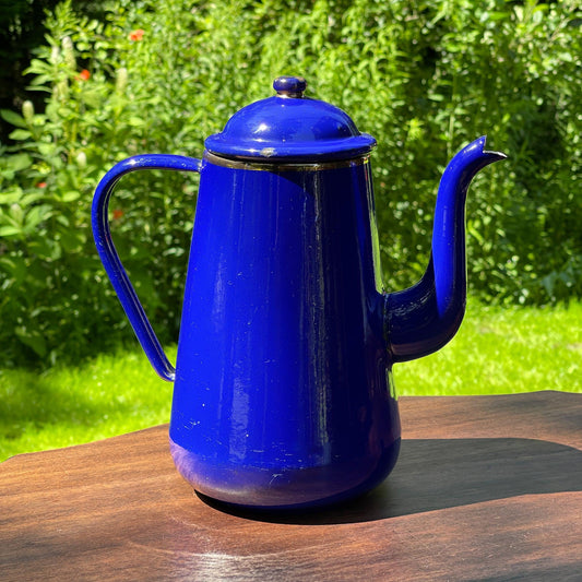 Blauwe emaille theepot / koffiepot - Bamestra Curiosa