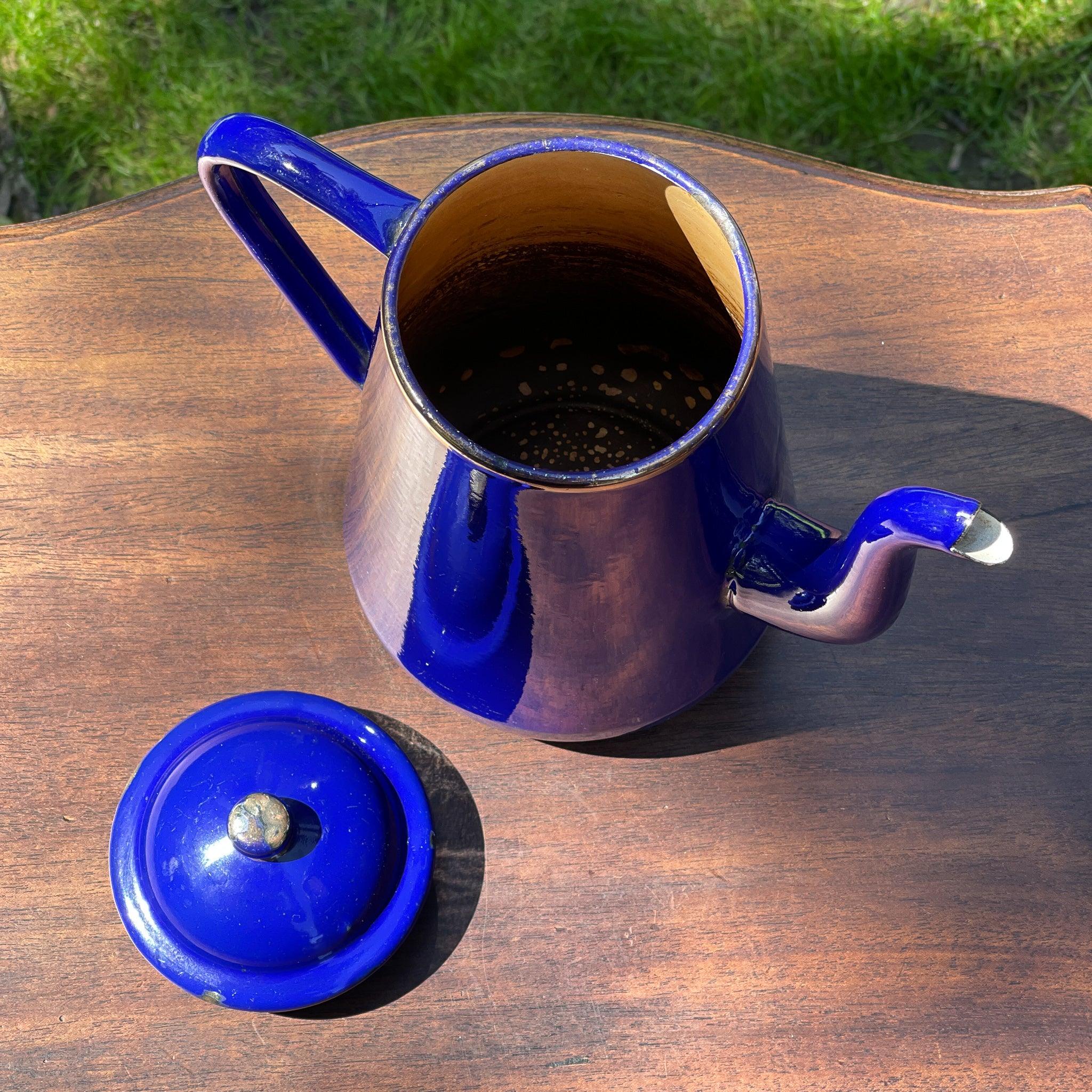 Blauwe emaille theepot / koffiepot - Bamestra Curiosa