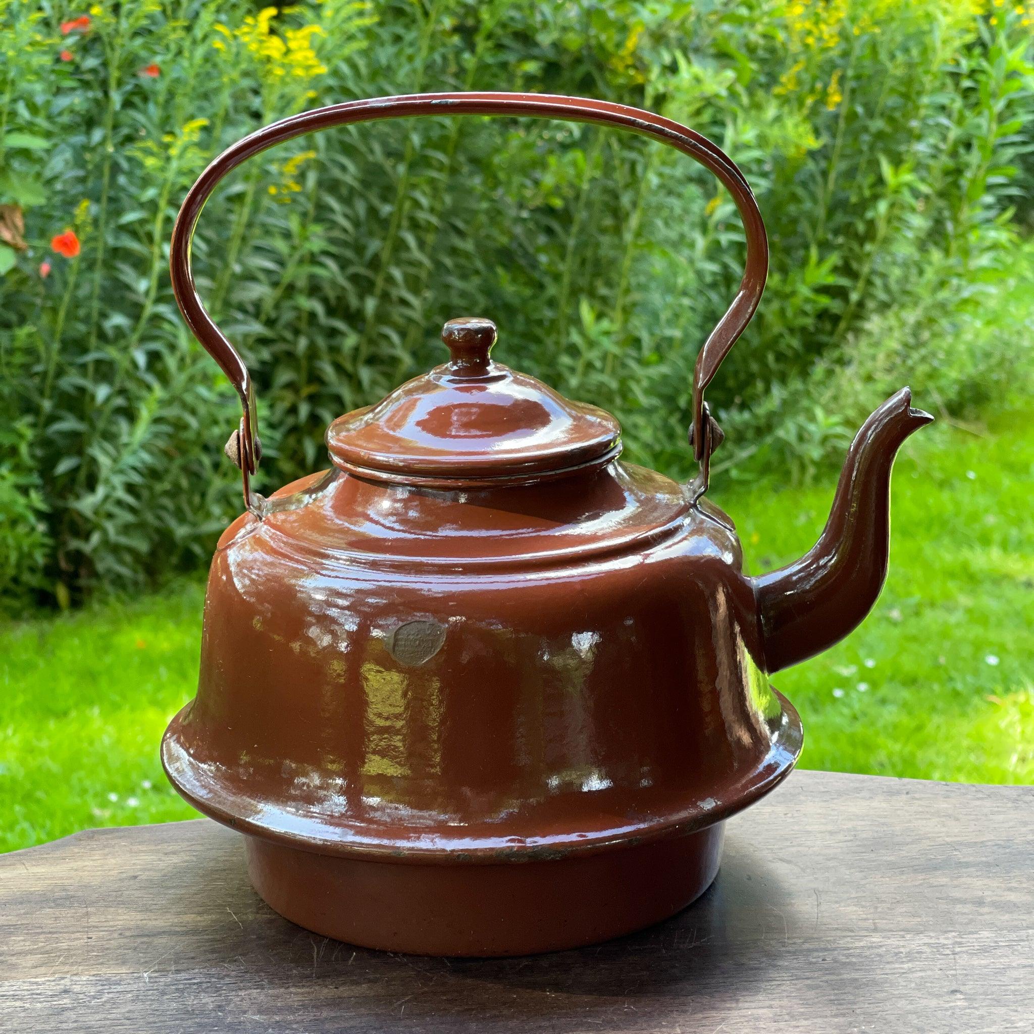 Bruine emaille theepot / koffiepot - The Collectionist