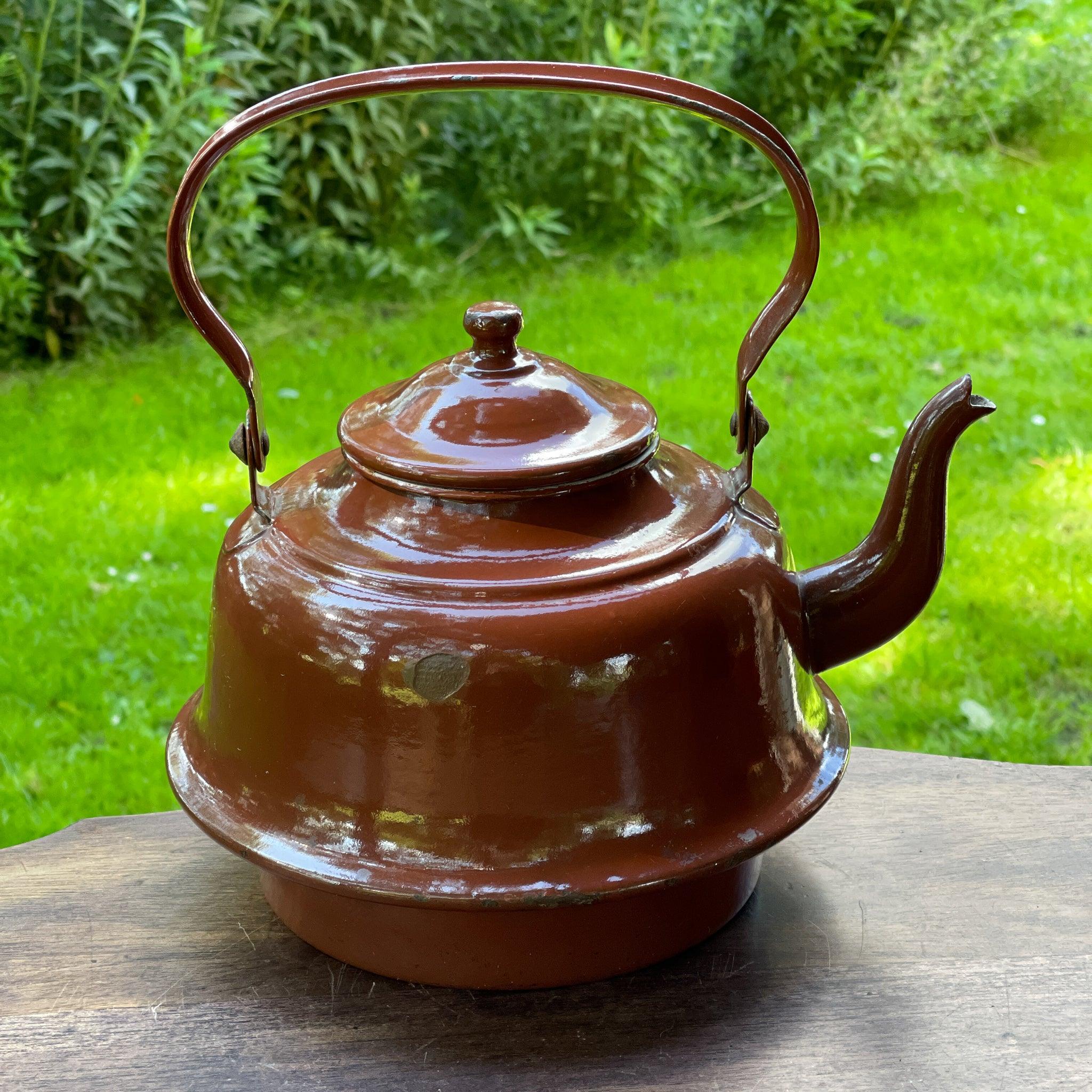 Bruine emaille theepot / koffiepot - The Collectionist
