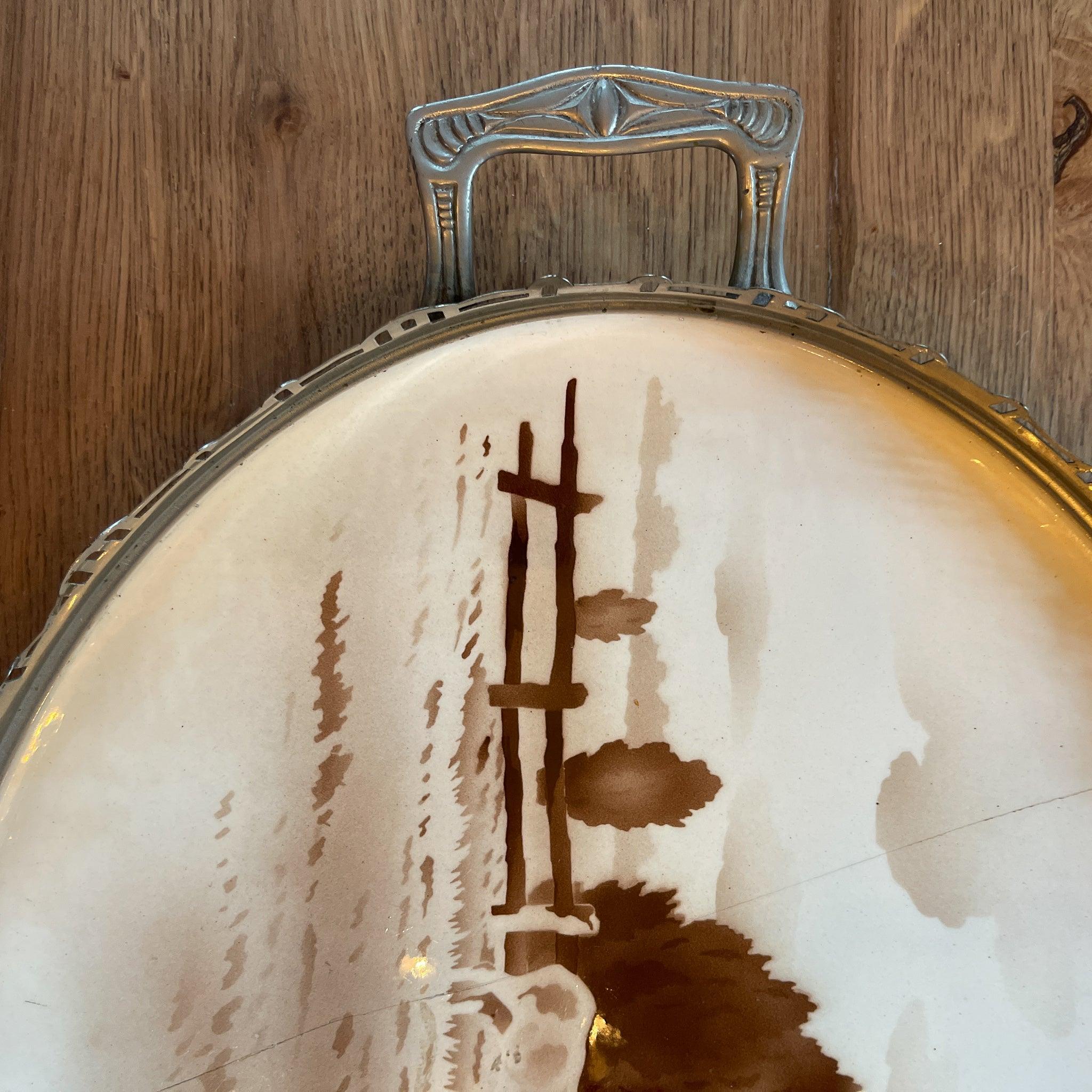 Dienblad van porselein met metaal - The Collectionist